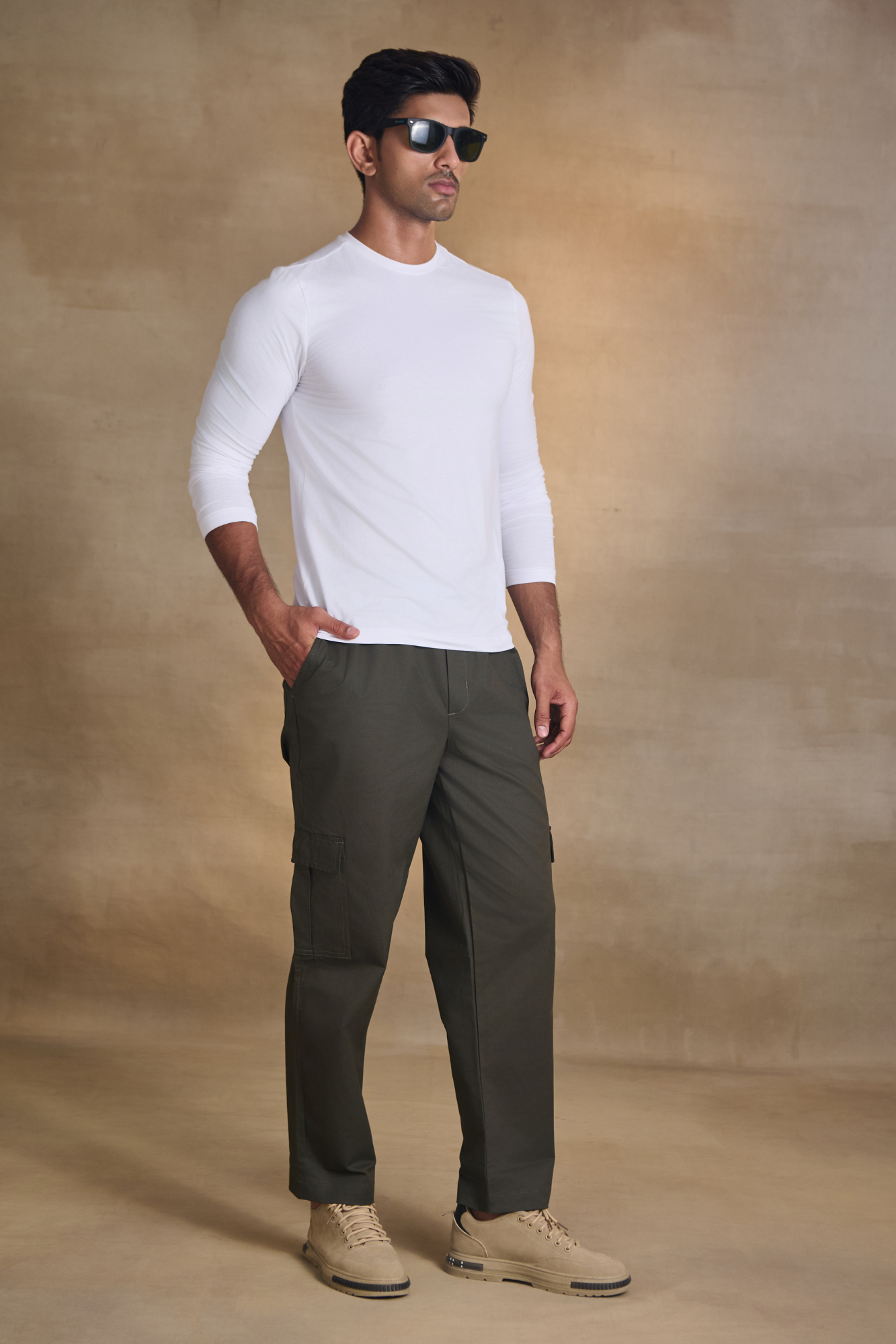 Mens Relaxed Fit Trousers/Baggy Cargo - Green
