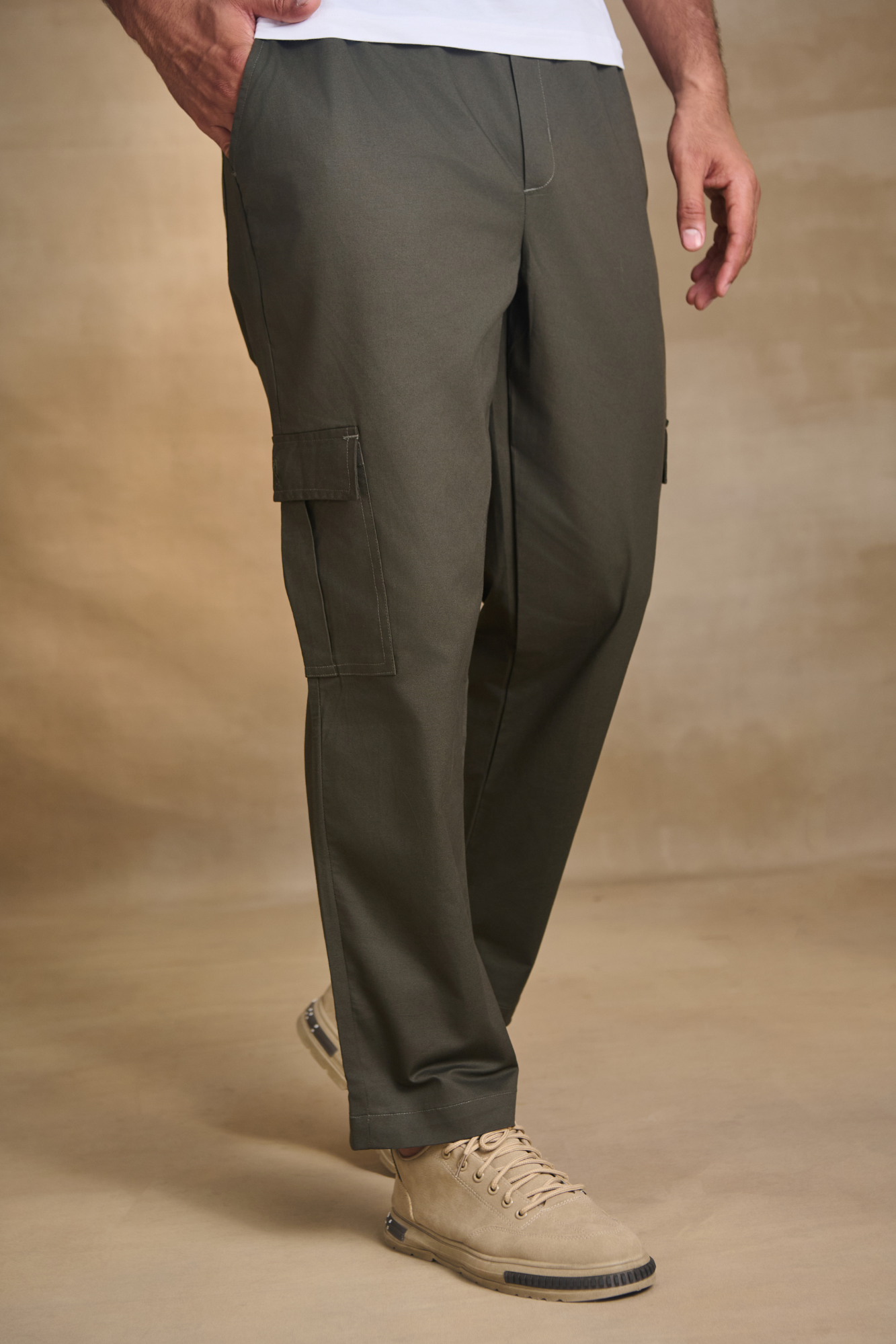 Mens Relaxed Fit Trousers/Baggy Cargo - Green