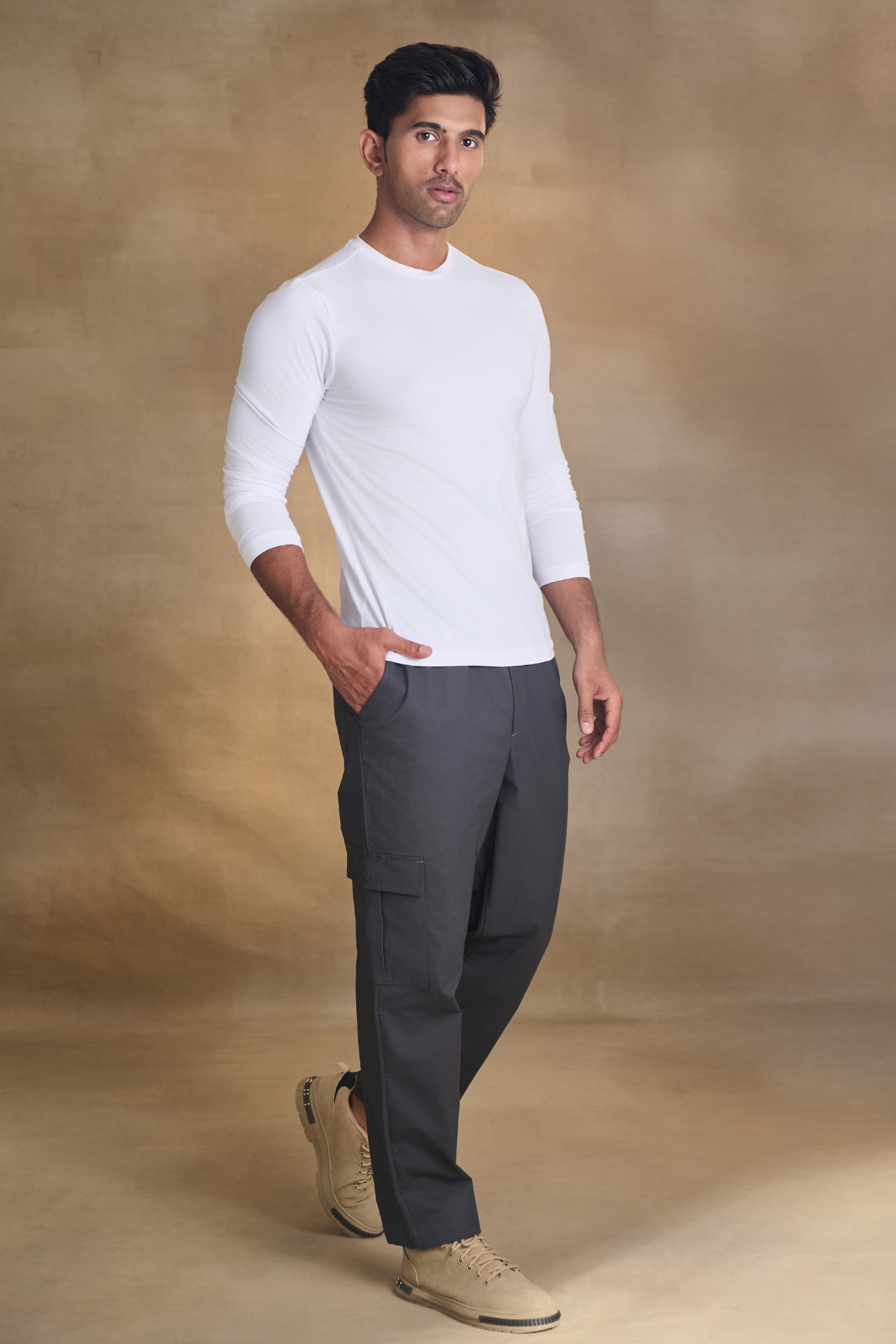 Mens Relaxed Fit Trousers/Baggy Cargo - Grey