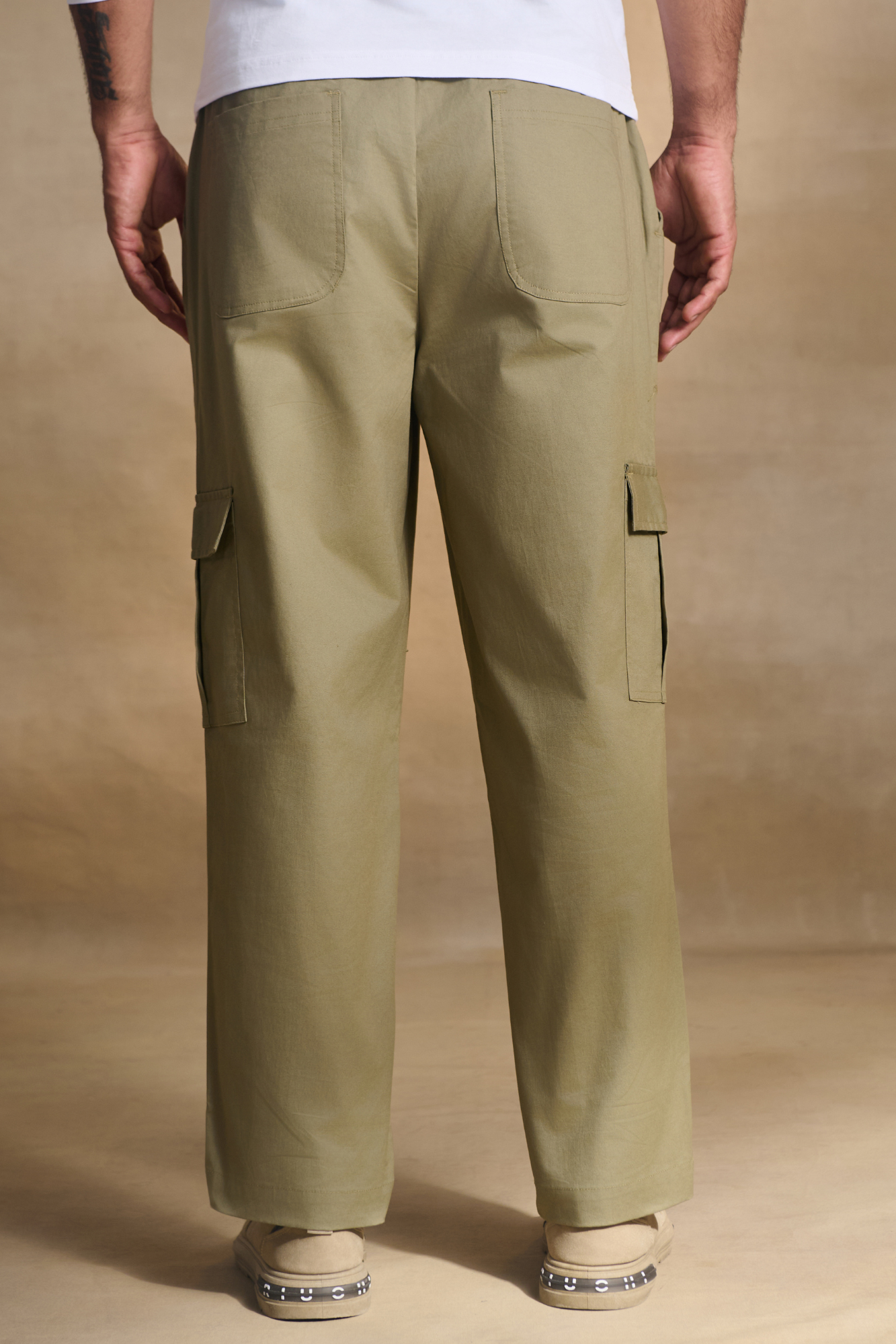Mens Relaxed Fit Trousers/Baggy Cargo - Light Green
