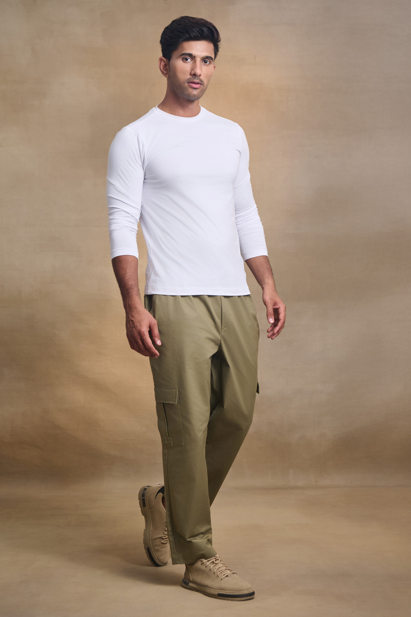 Mens Relaxed Fit Trousers/Baggy Cargo - Light Green