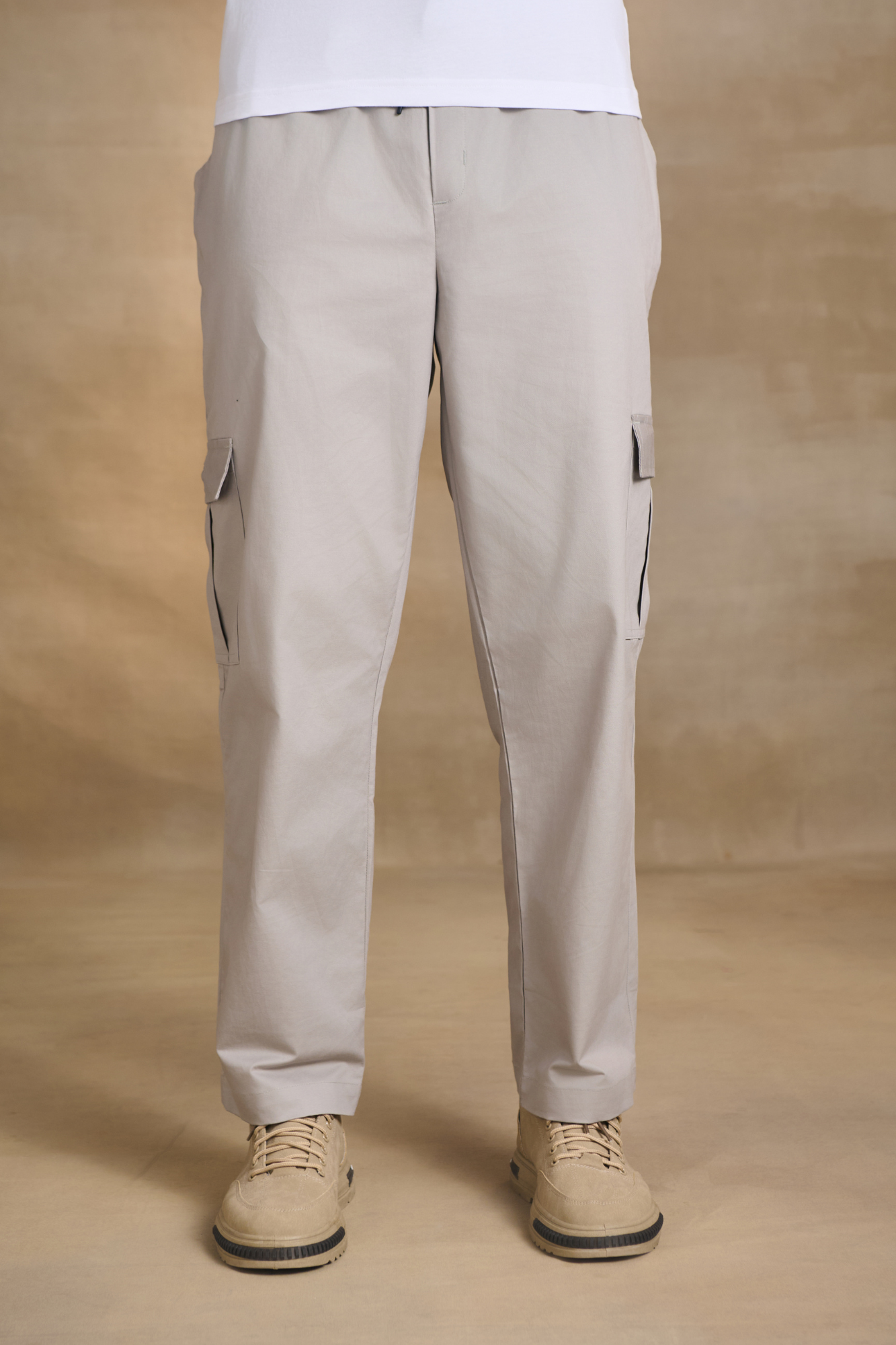 Mens Relaxed Fit Trousers/Baggy Cargo - Light Grey