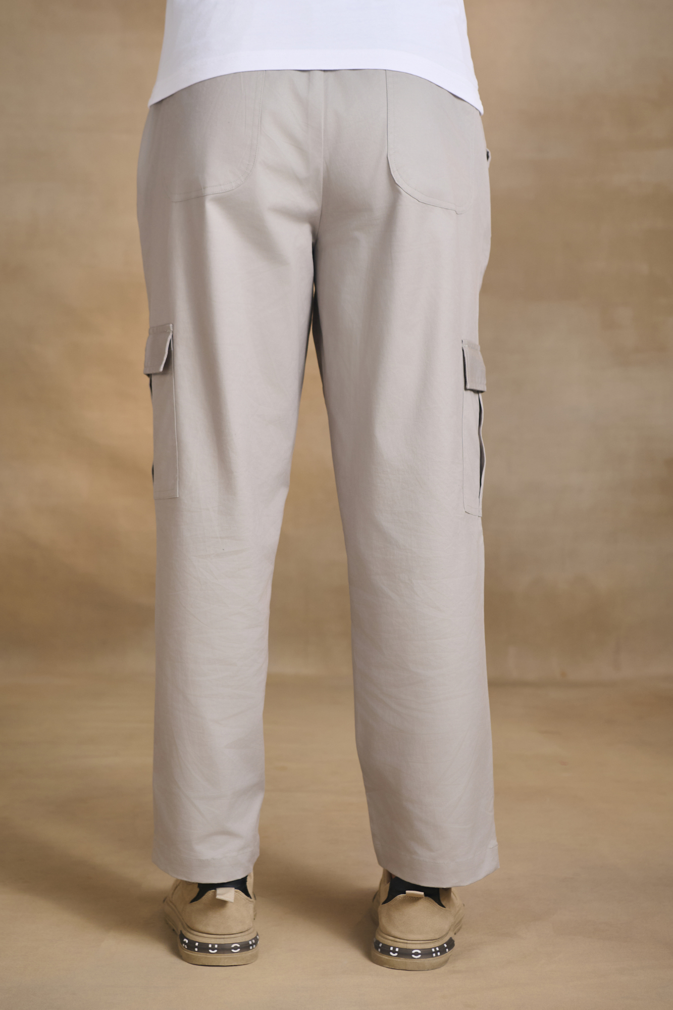 Mens Relaxed Fit Trousers/Baggy Cargo - Light Grey