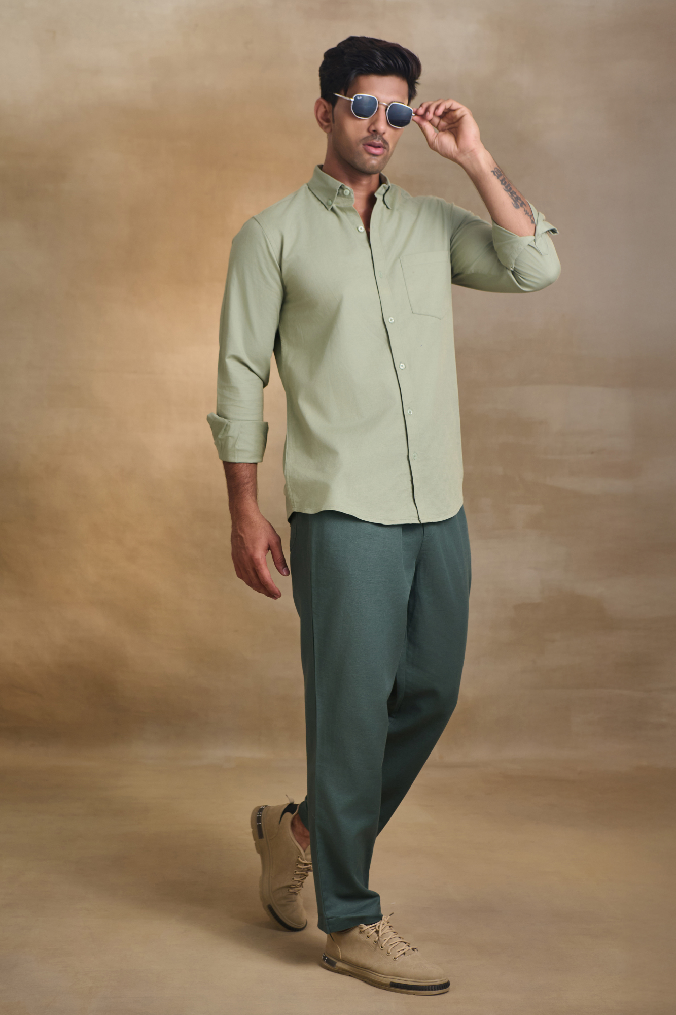 Mens Relaxed Fit Trousers/Baggy Pant - Green