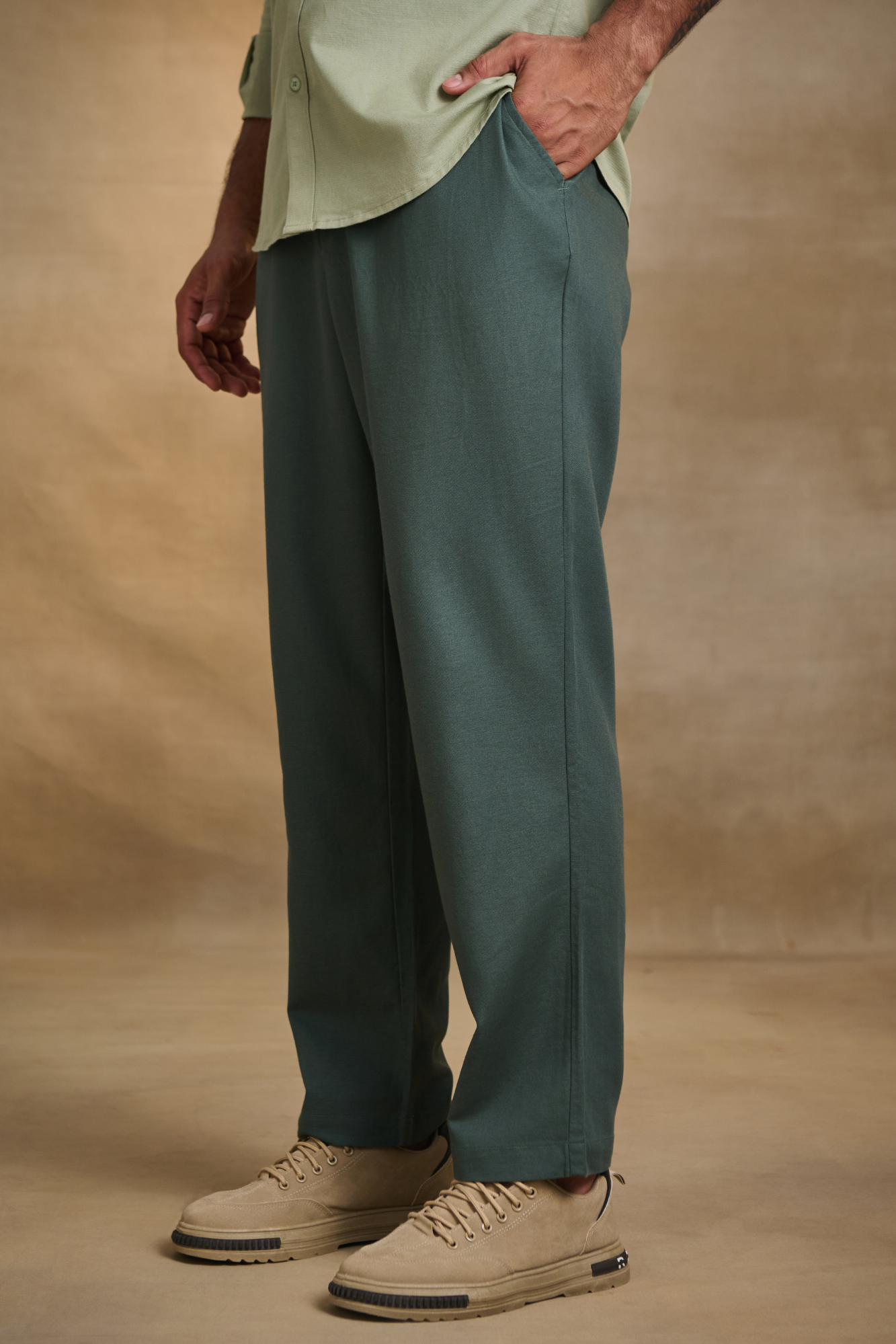 Mens Relaxed Fit Trousers/Baggy Pant - Green