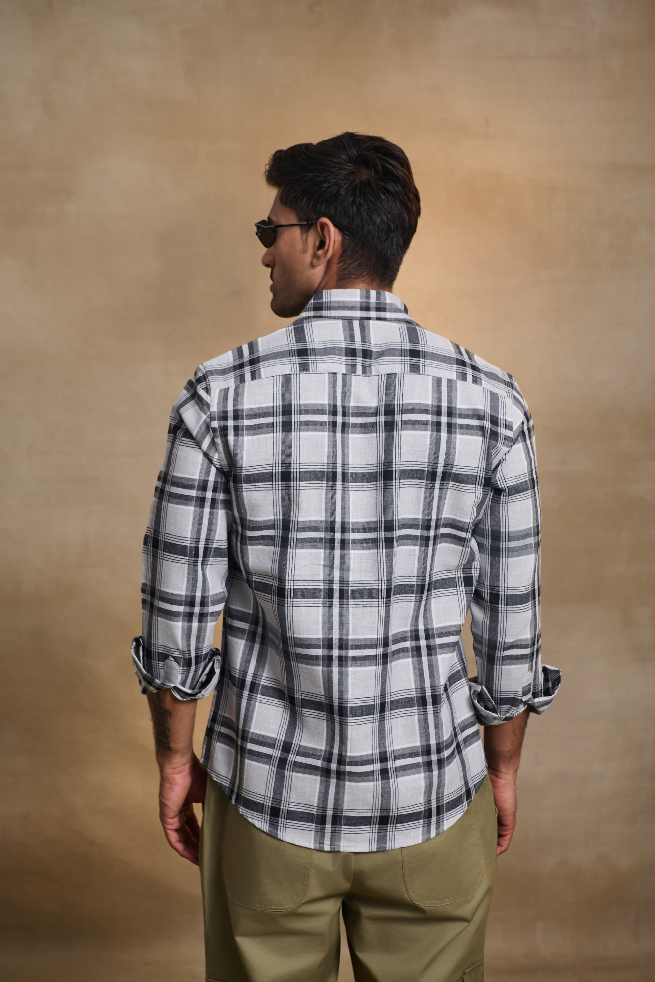 Regular Fit Melange Check Shirt - White