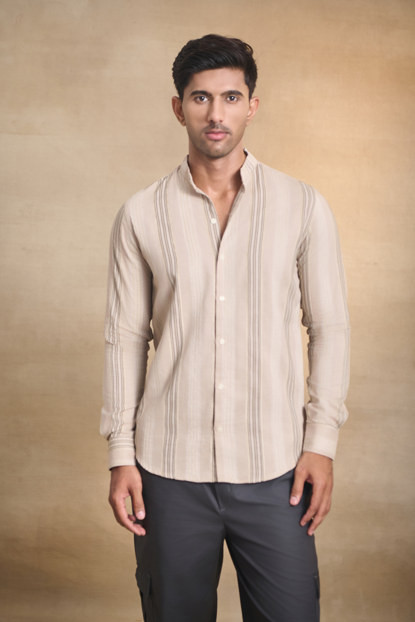 Striped Casual Shirt - Beige