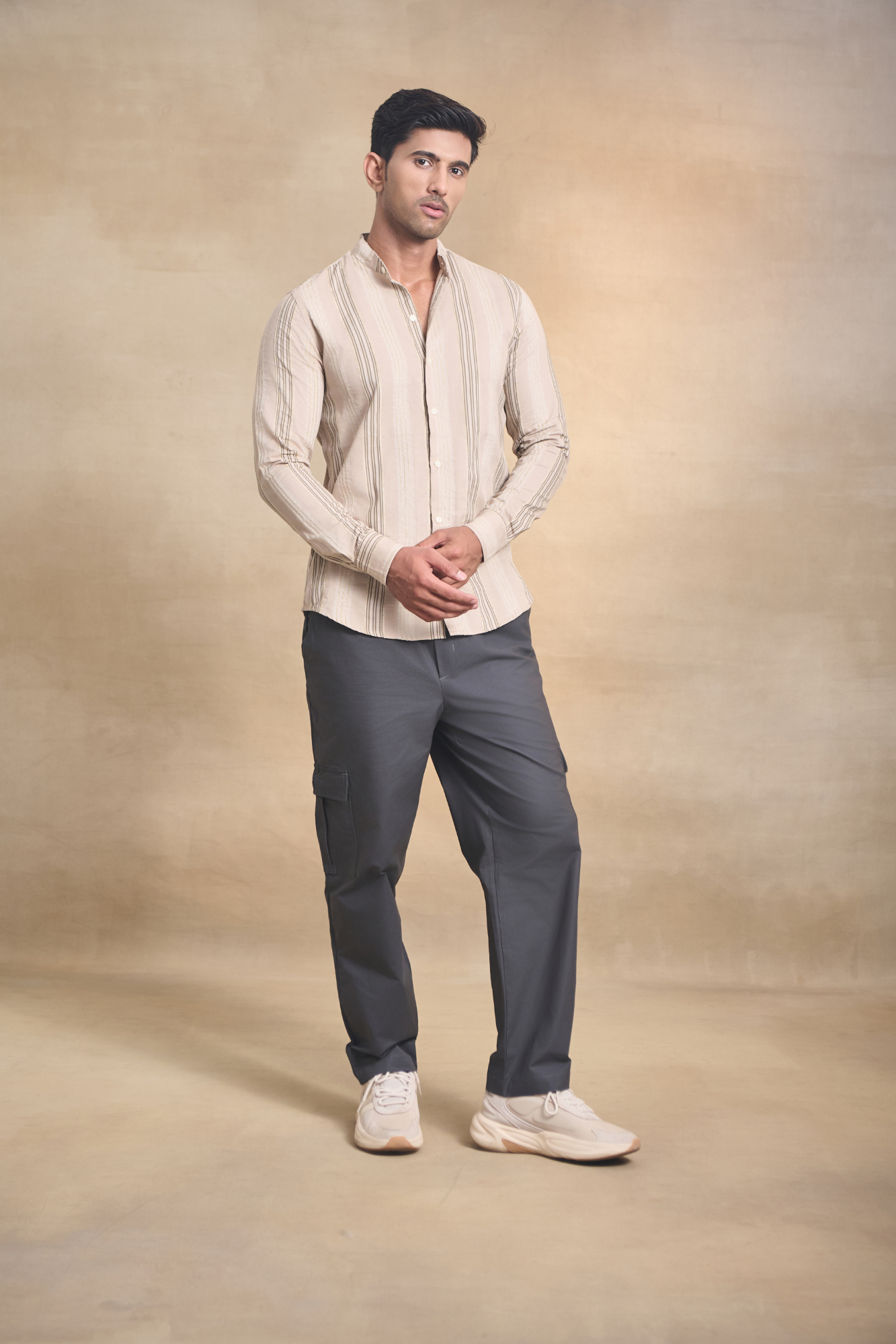 Striped Casual Shirt - Beige