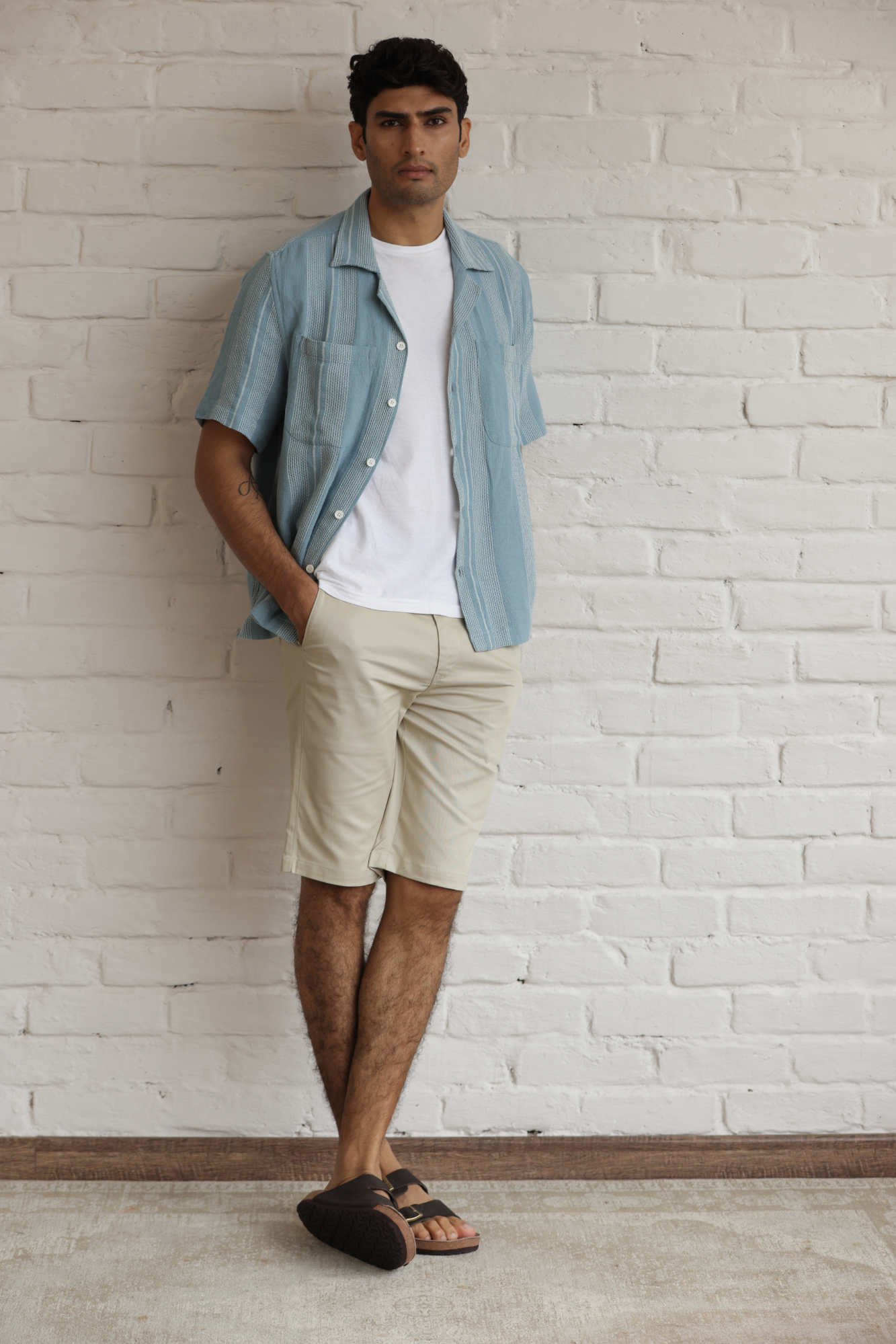 Boxy Cuban Collar Shirt - Blue