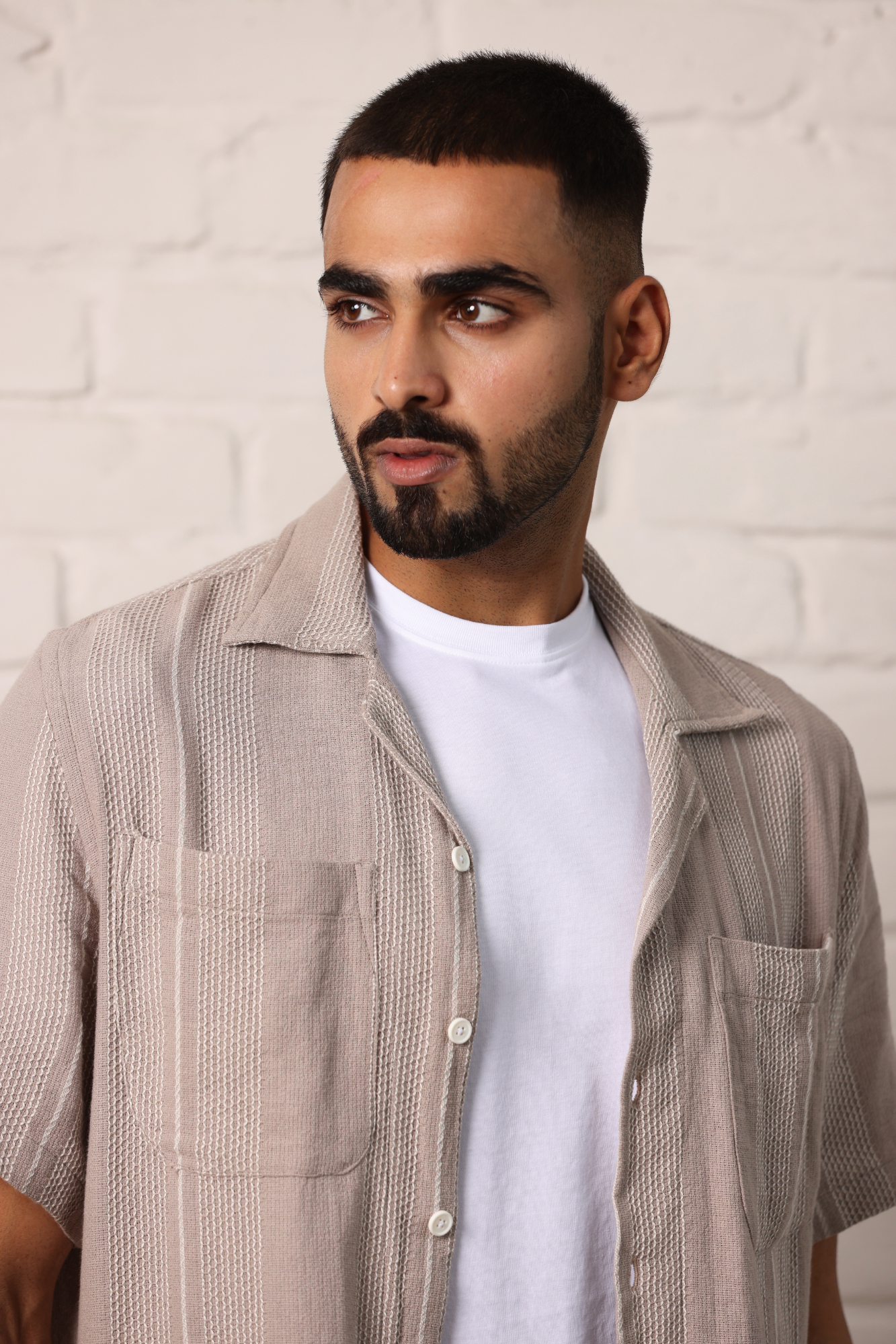 Boxy Cuban Collar Shirt - Brown