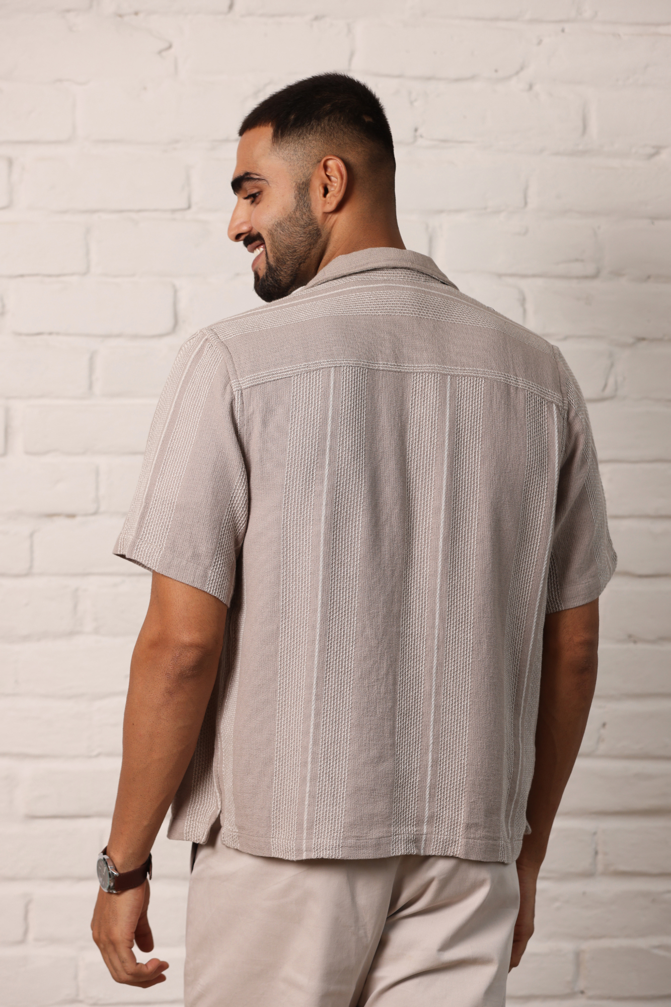 Boxy Cuban Collar Shirt - Brown