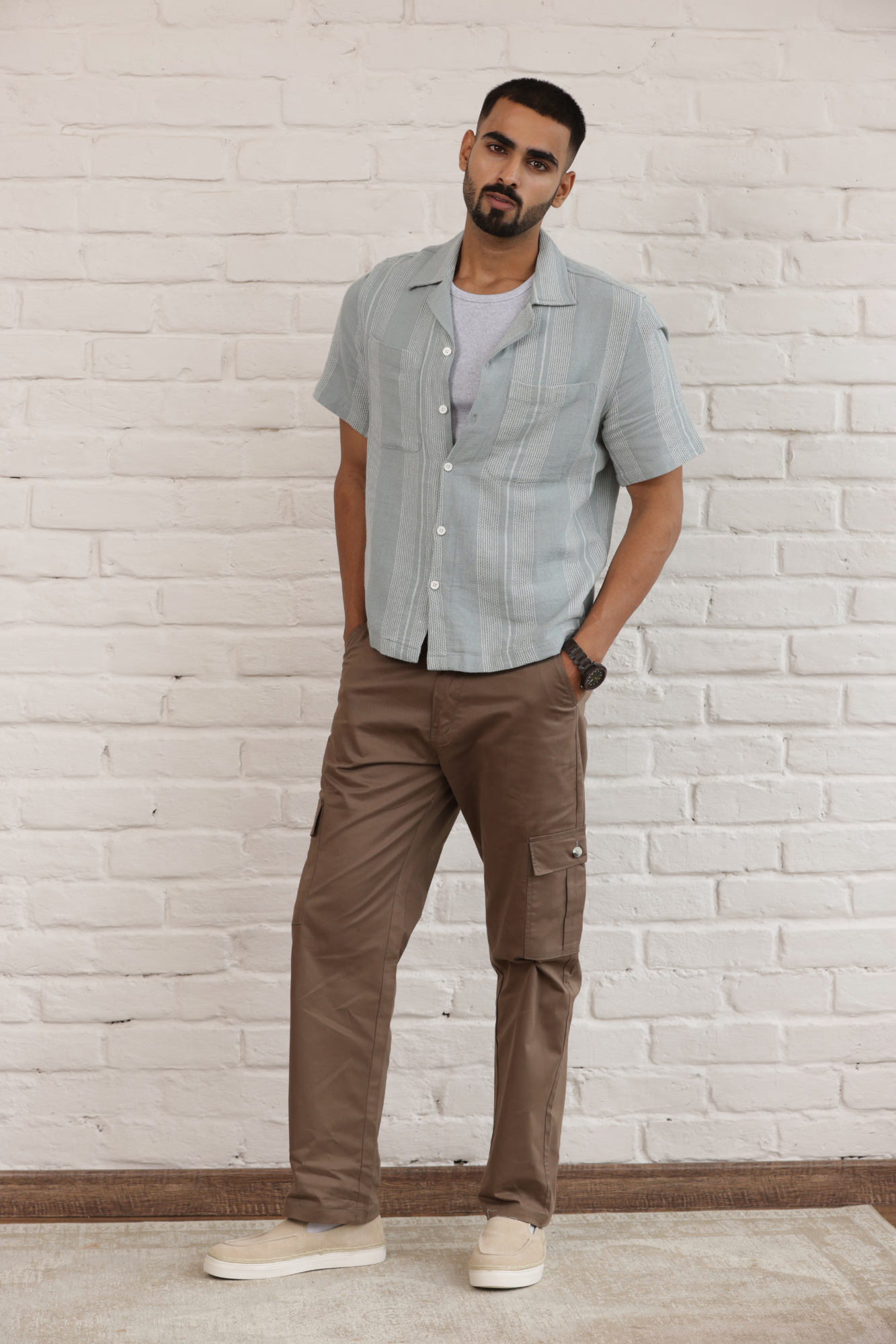 Boxy Cuban Collar Shirt - Green