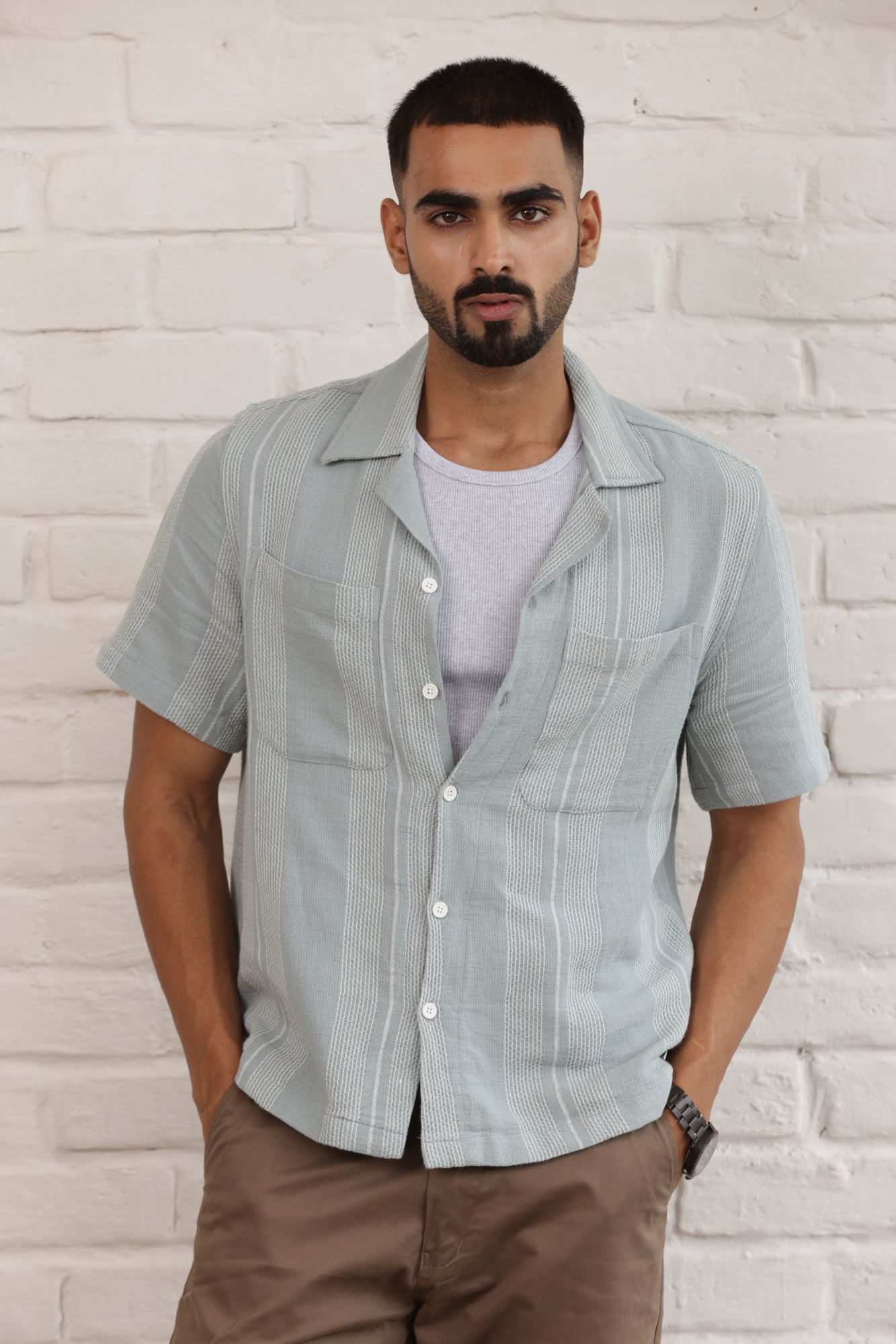 Boxy Cuban Collar Shirt - Green