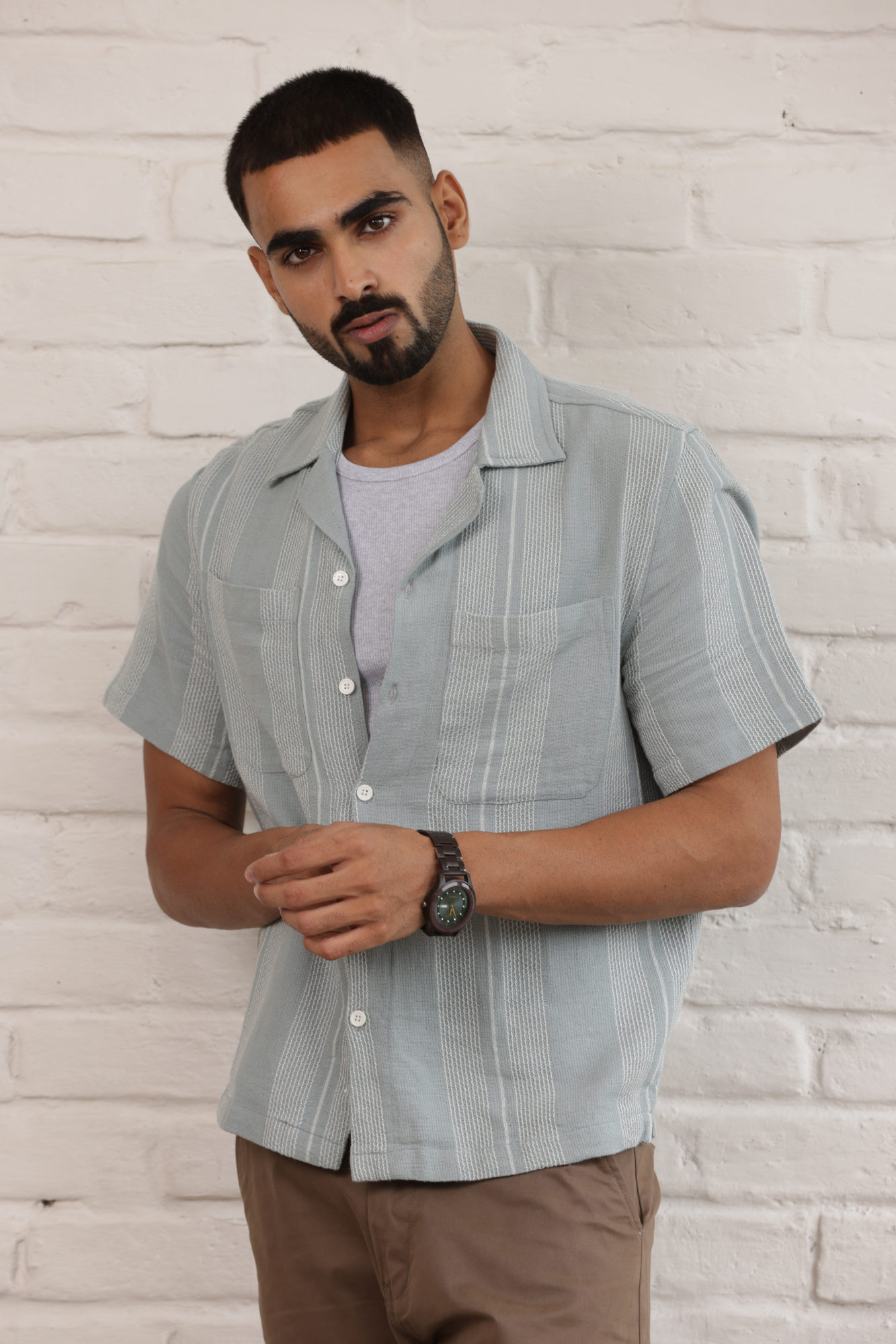 Boxy Cuban Collar Shirt - Green