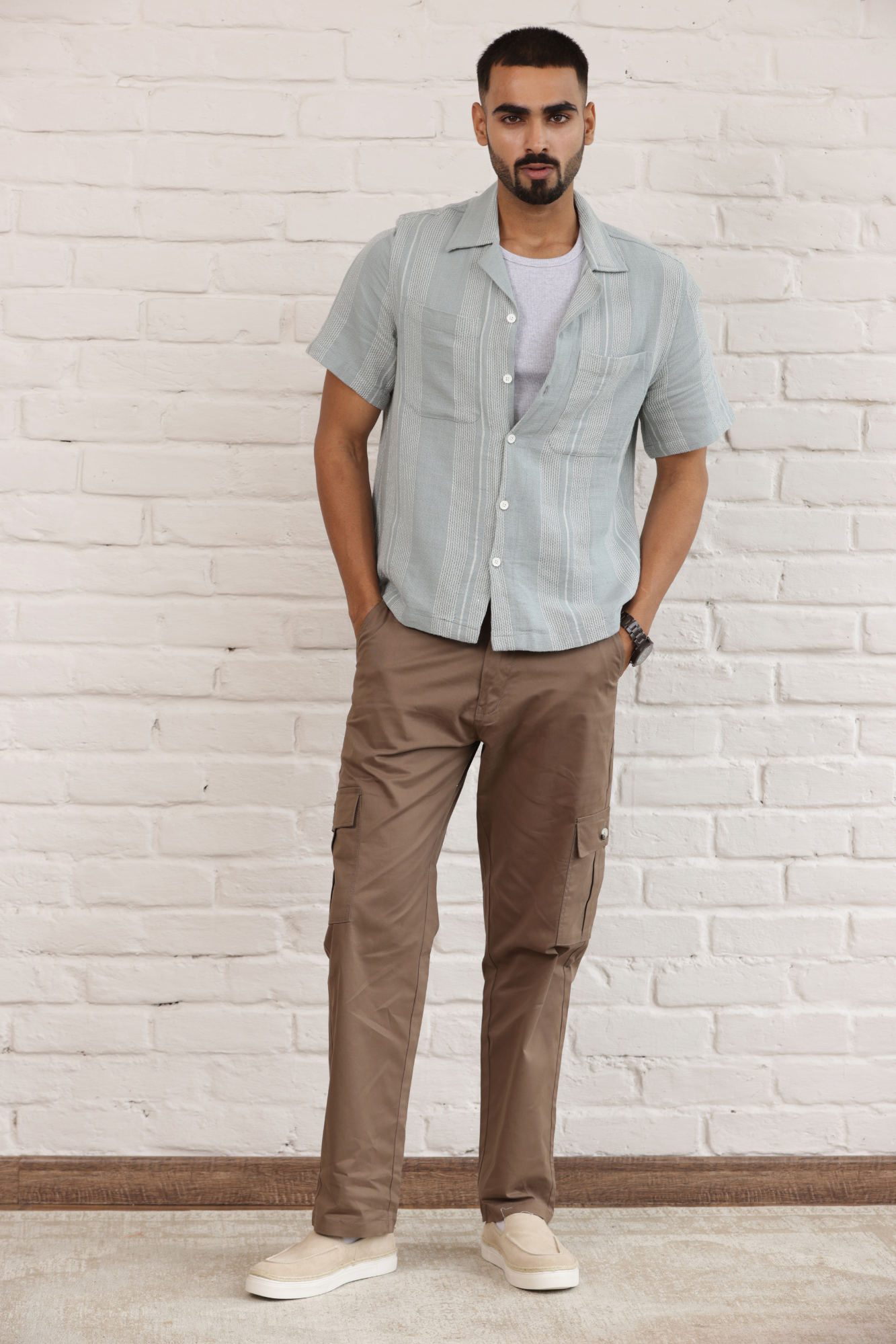 Boxy Cuban Collar Shirt - Green