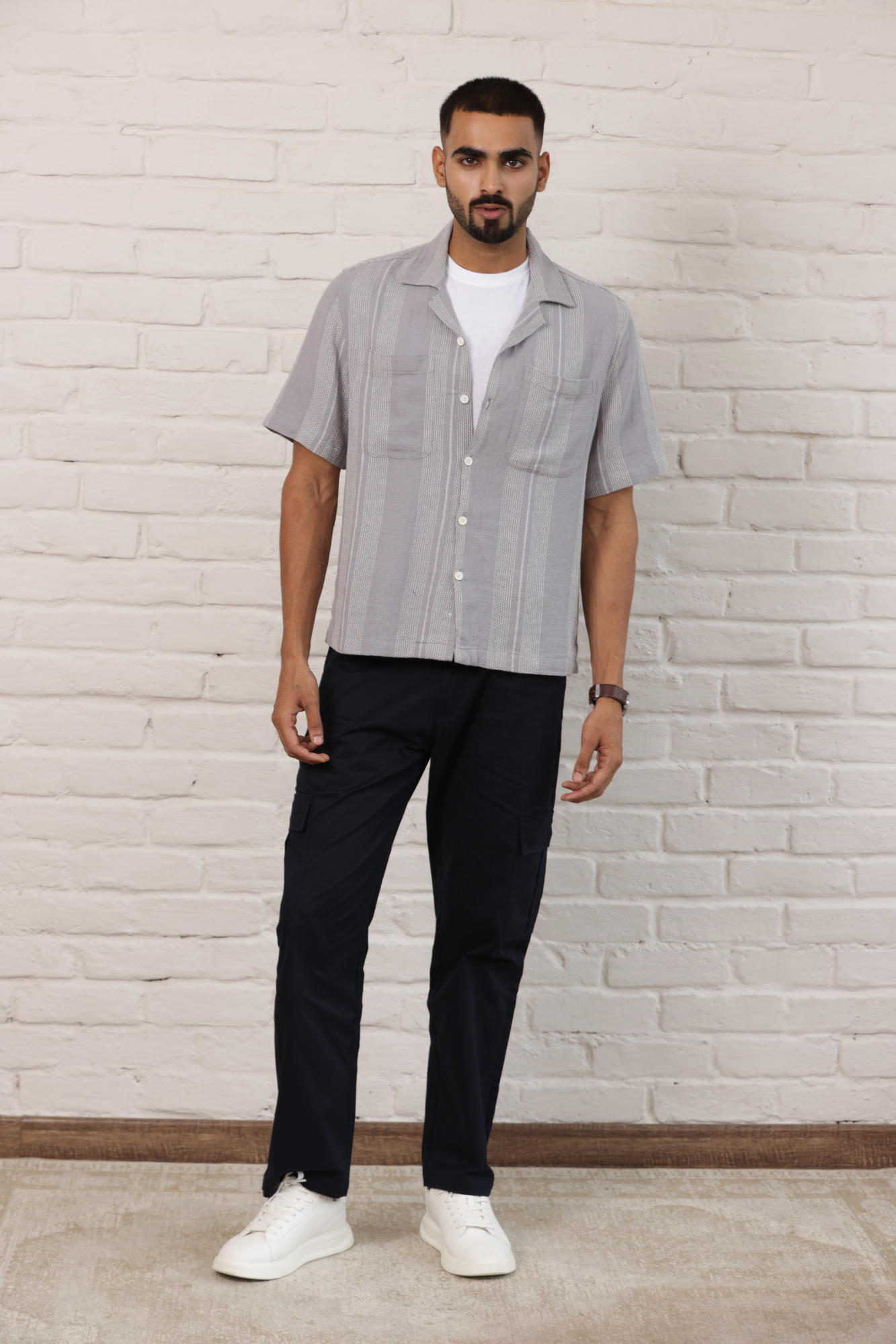 Boxy Cuban Collar Shirt - Grey