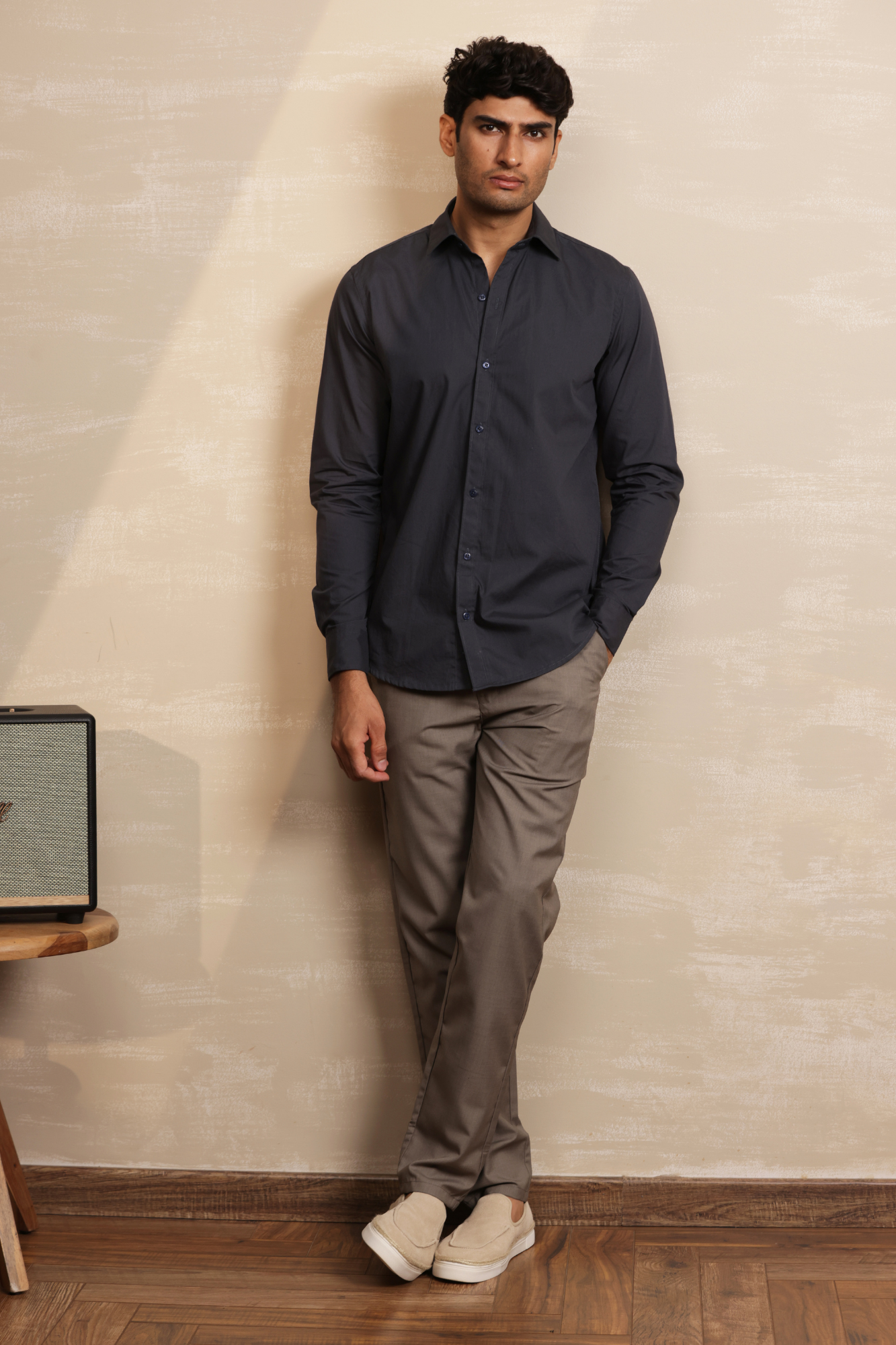 Essential Plain Premium Cotton Shirt - Grey