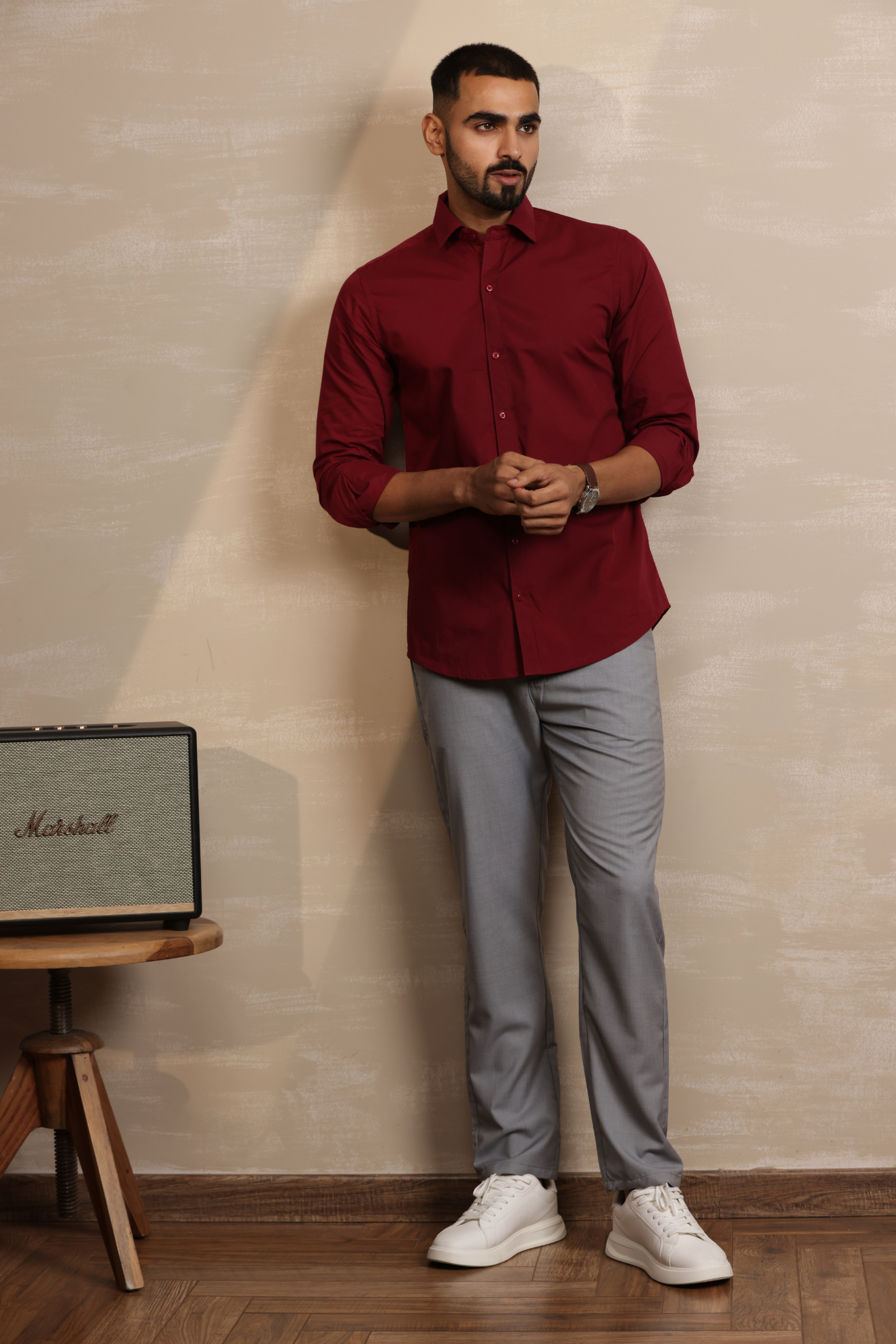 Essential Plain Premium Cotton Shirt - Maroon