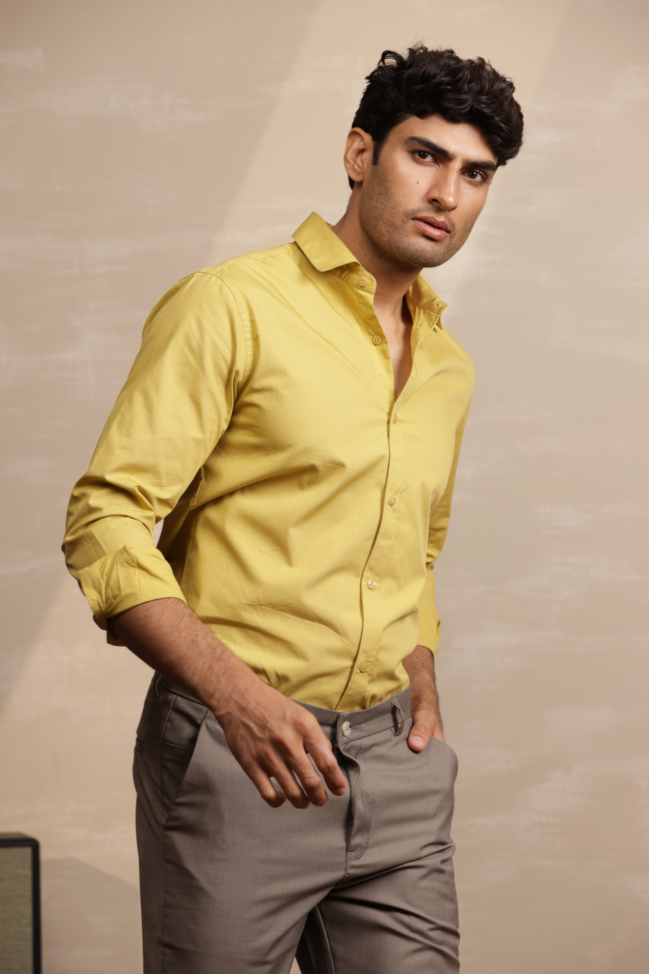 Essential Plain Premium Cotton Shirt - Mustard