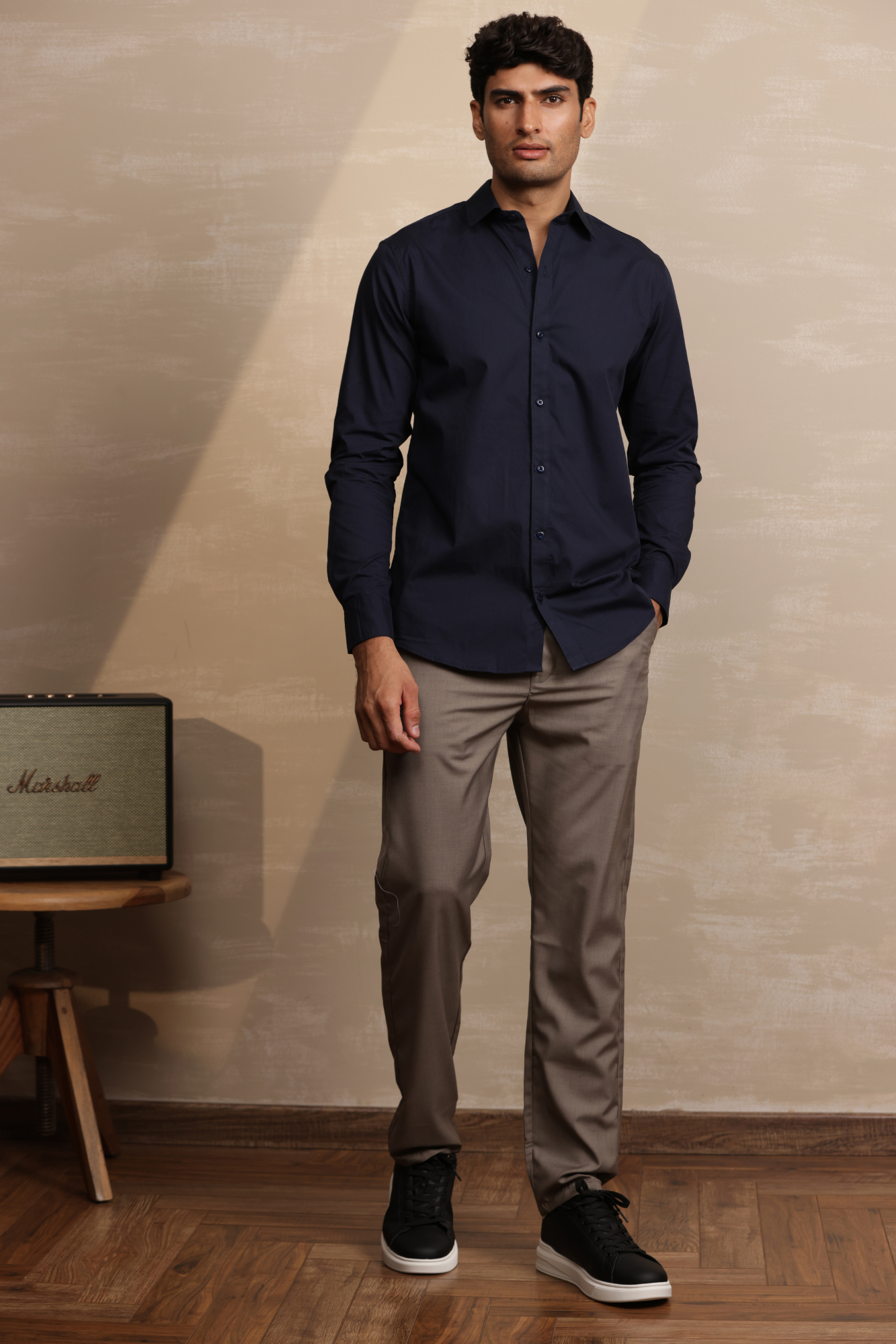 Essential Plain Premium Cotton Shirt - Navy Blue