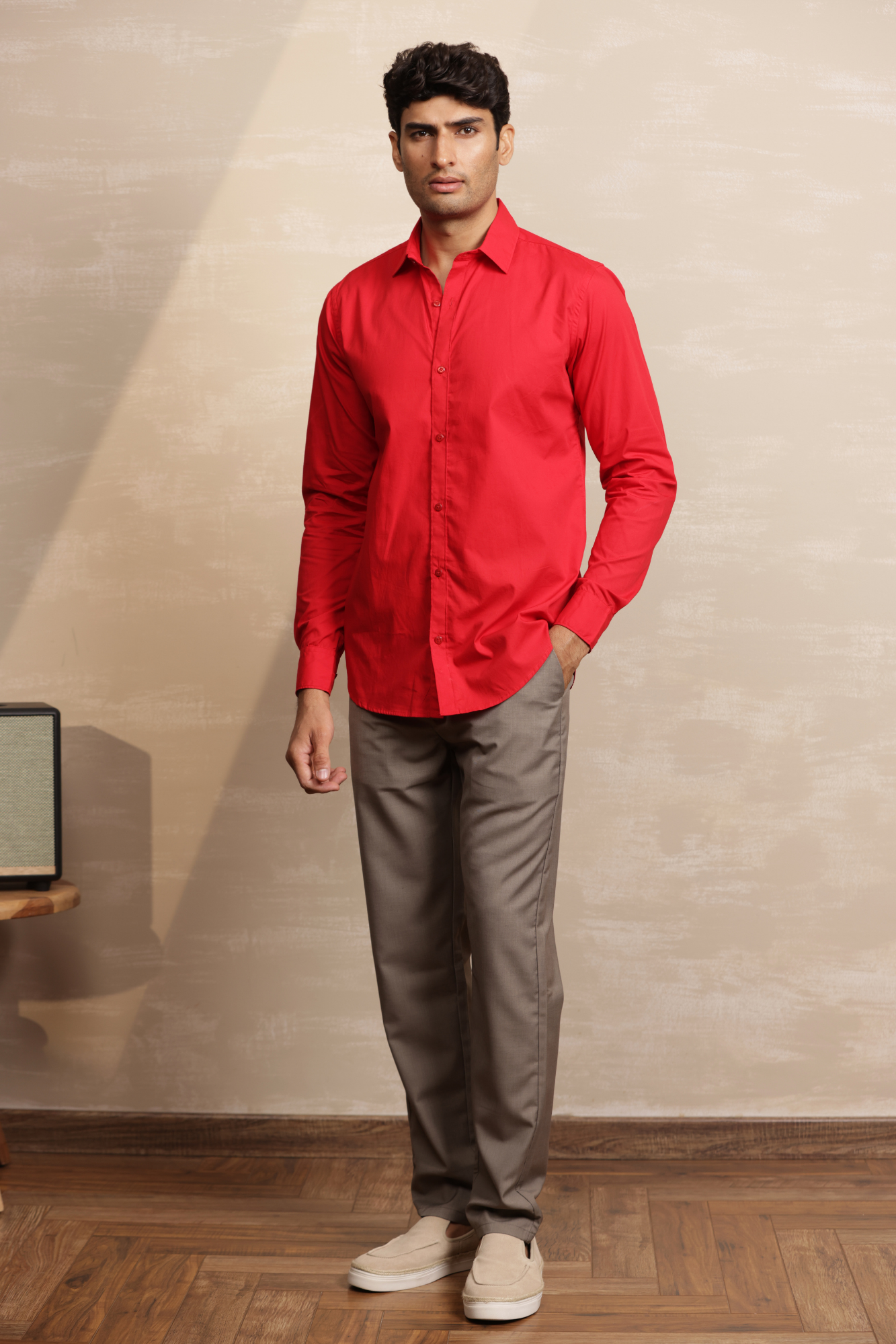 Essential Plain Premium Cotton Shirt - Red