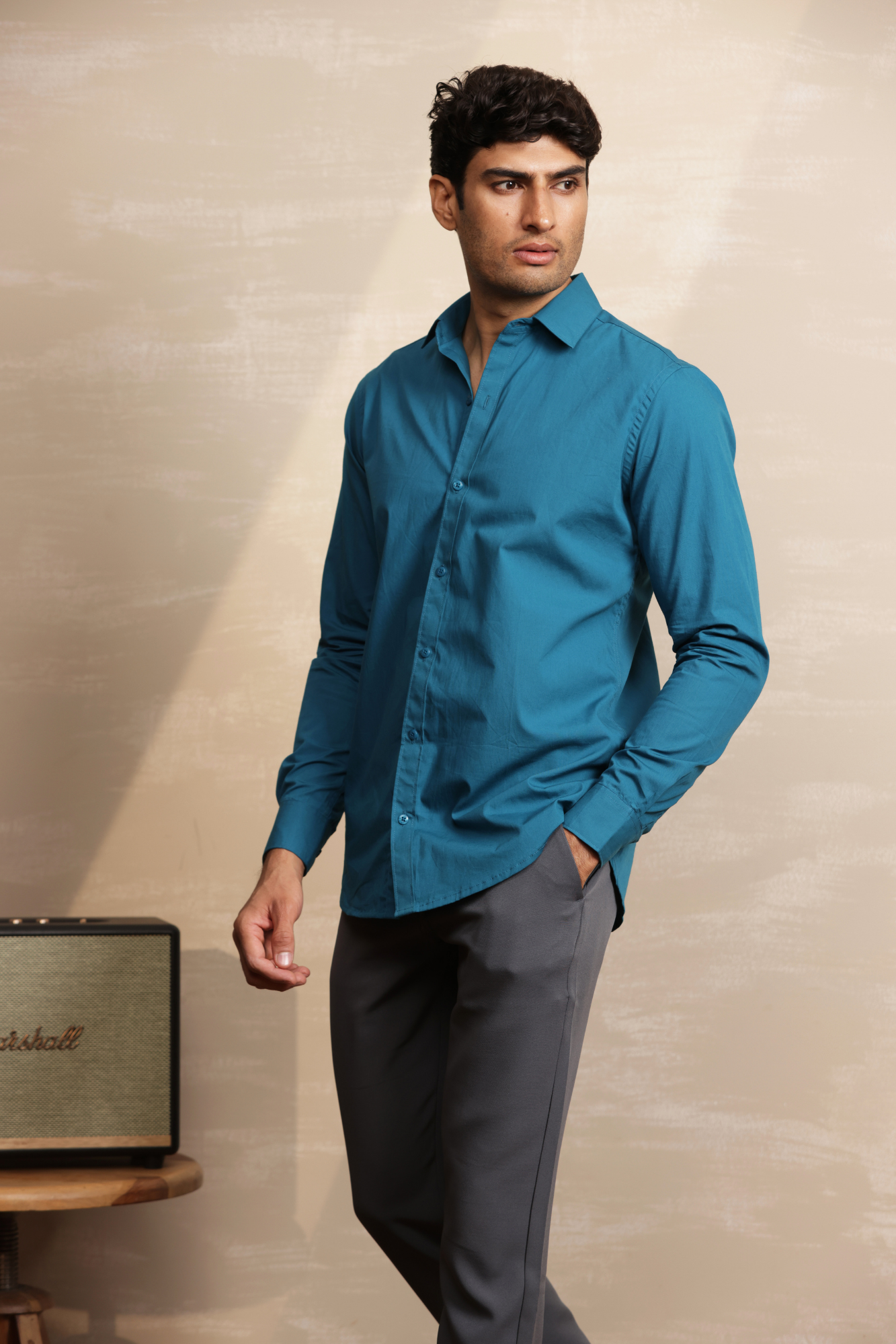 Essential Plain Premium Cotton Shirt - Teal