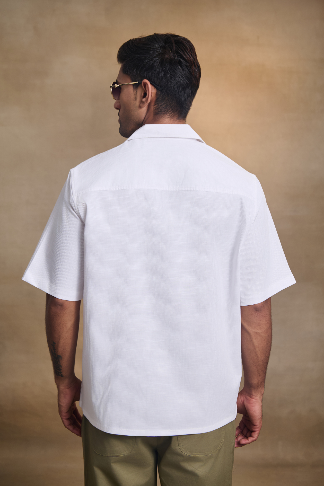 Cuban Collar Oversize Half Sleeves Shirt - White