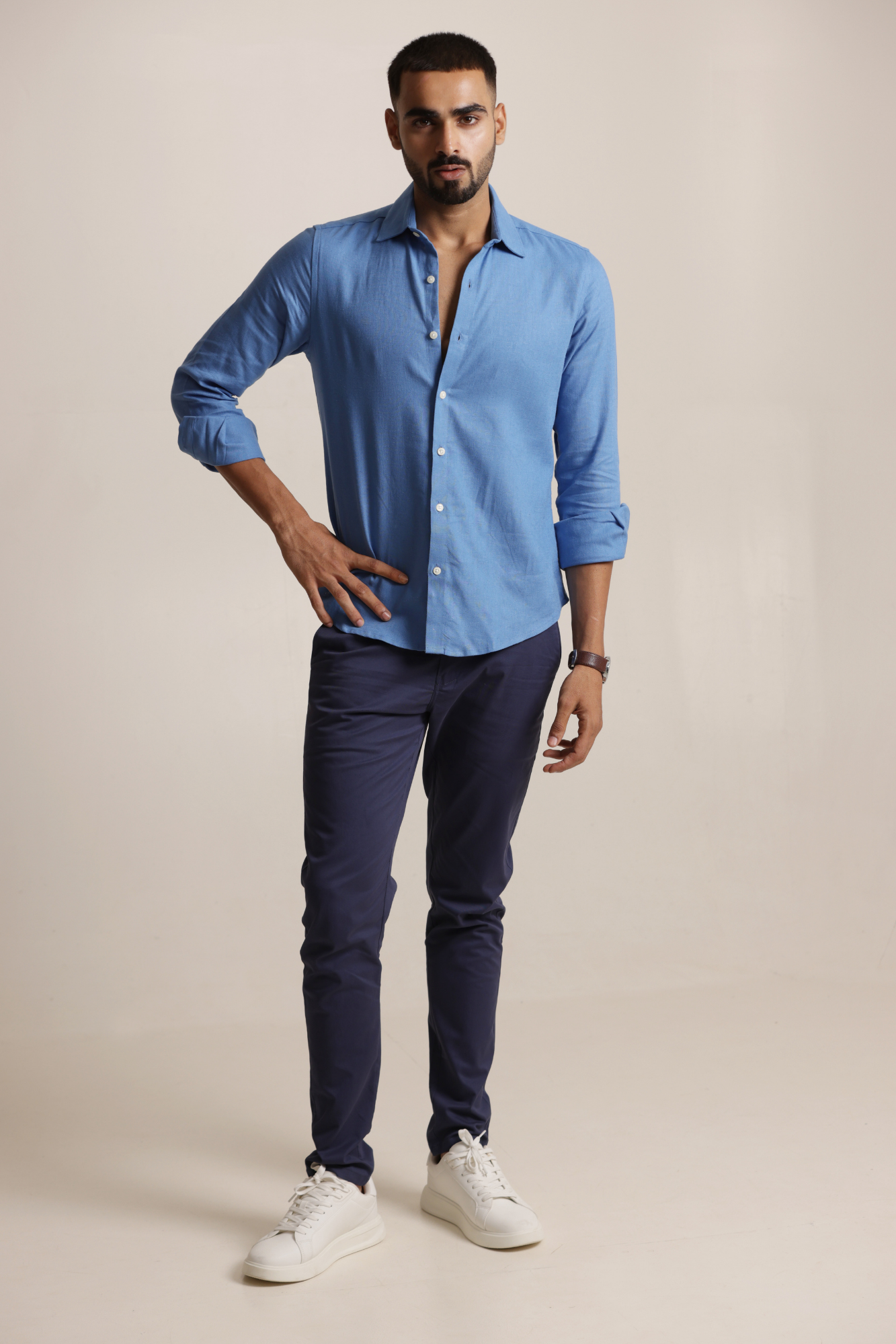 Essential Linen Cotton Blend Shirt - Blue