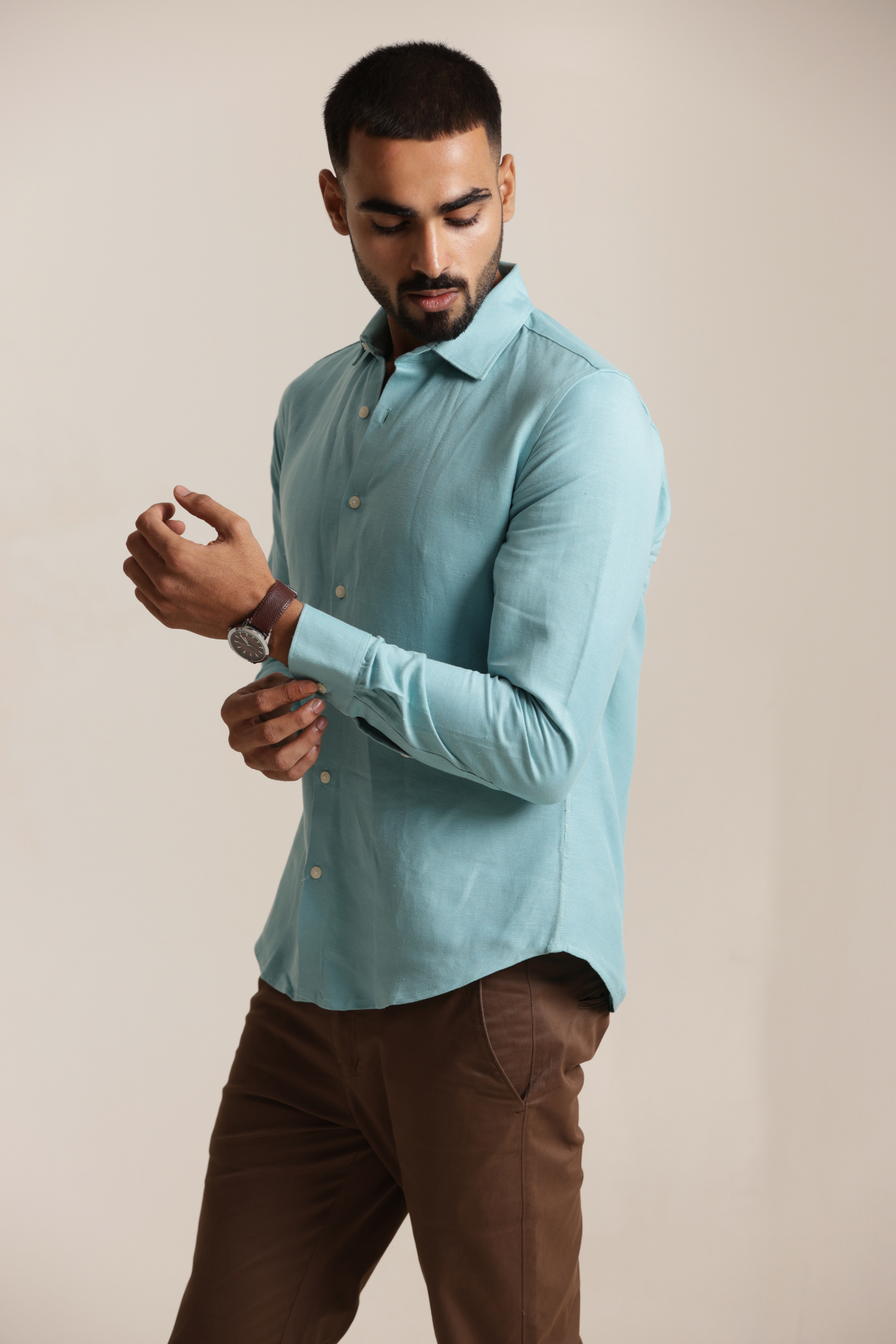Essential Linen Cotton Blend Shirt - Teal
