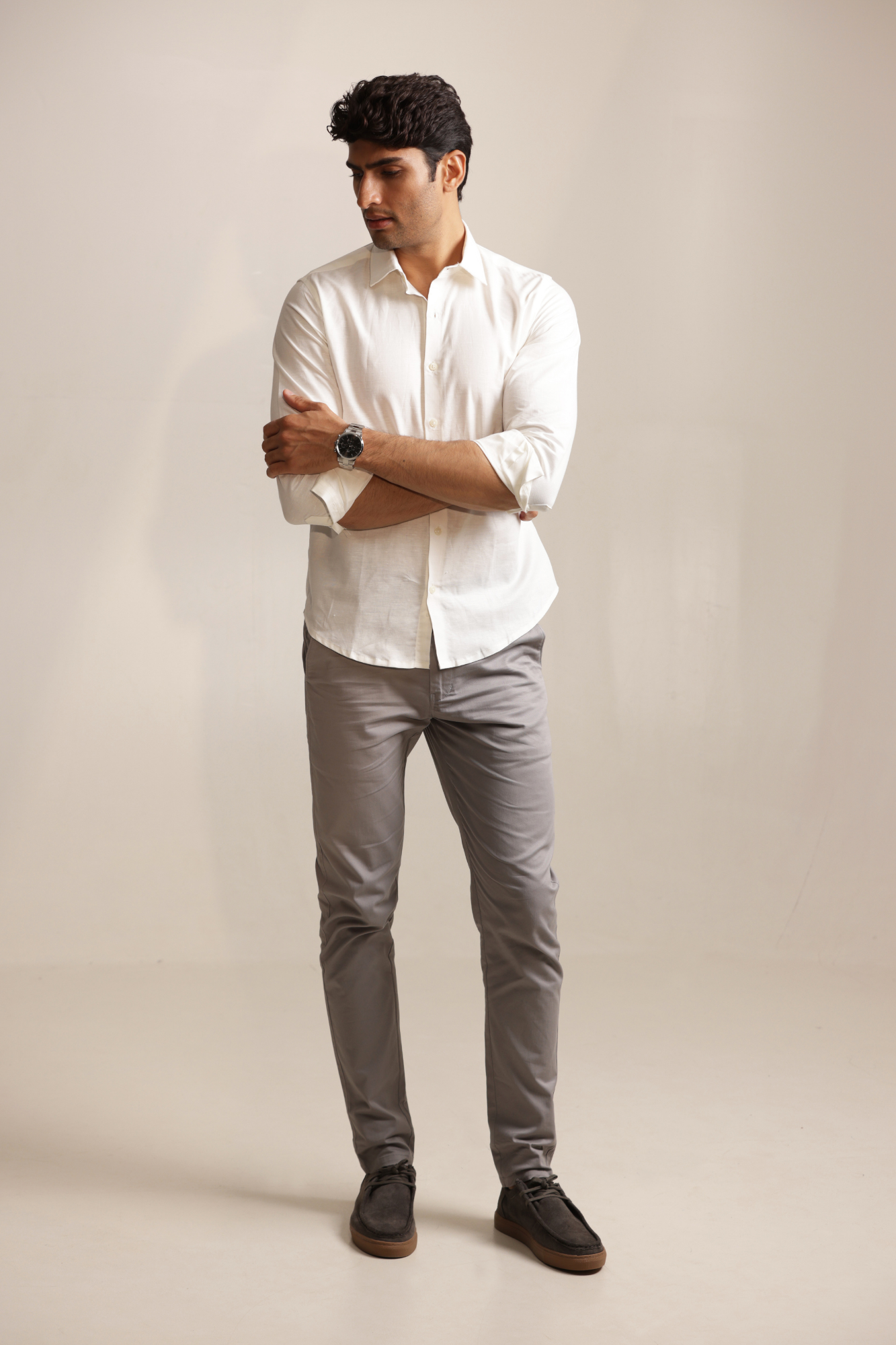 Essential Linen Cotton Blend Shirt - White
