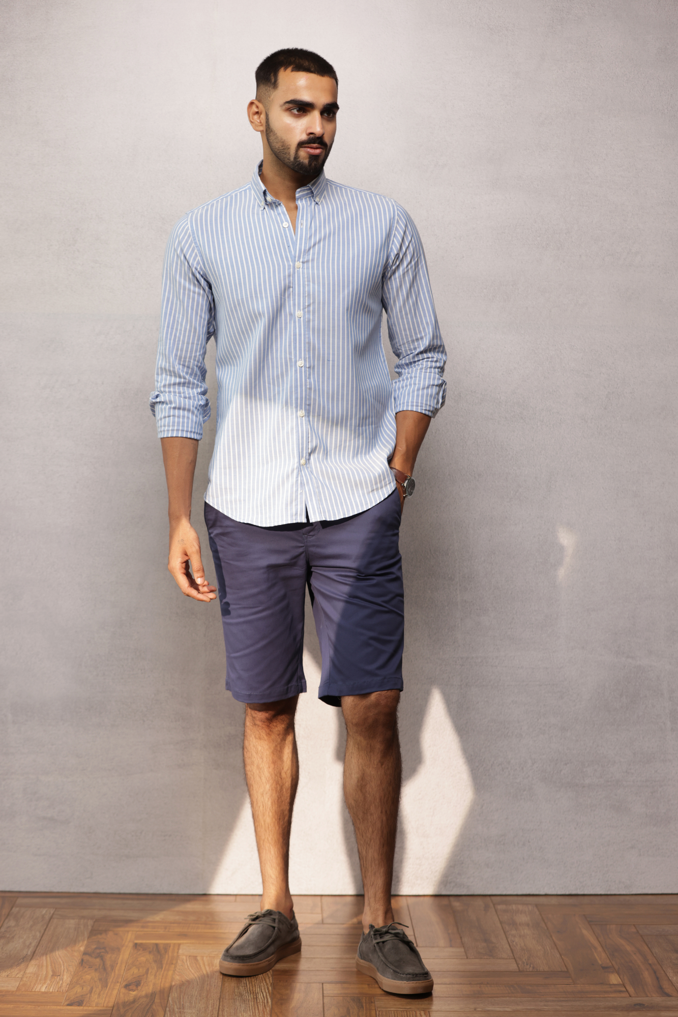 Button Down Oxford Striped Shirt - Blue