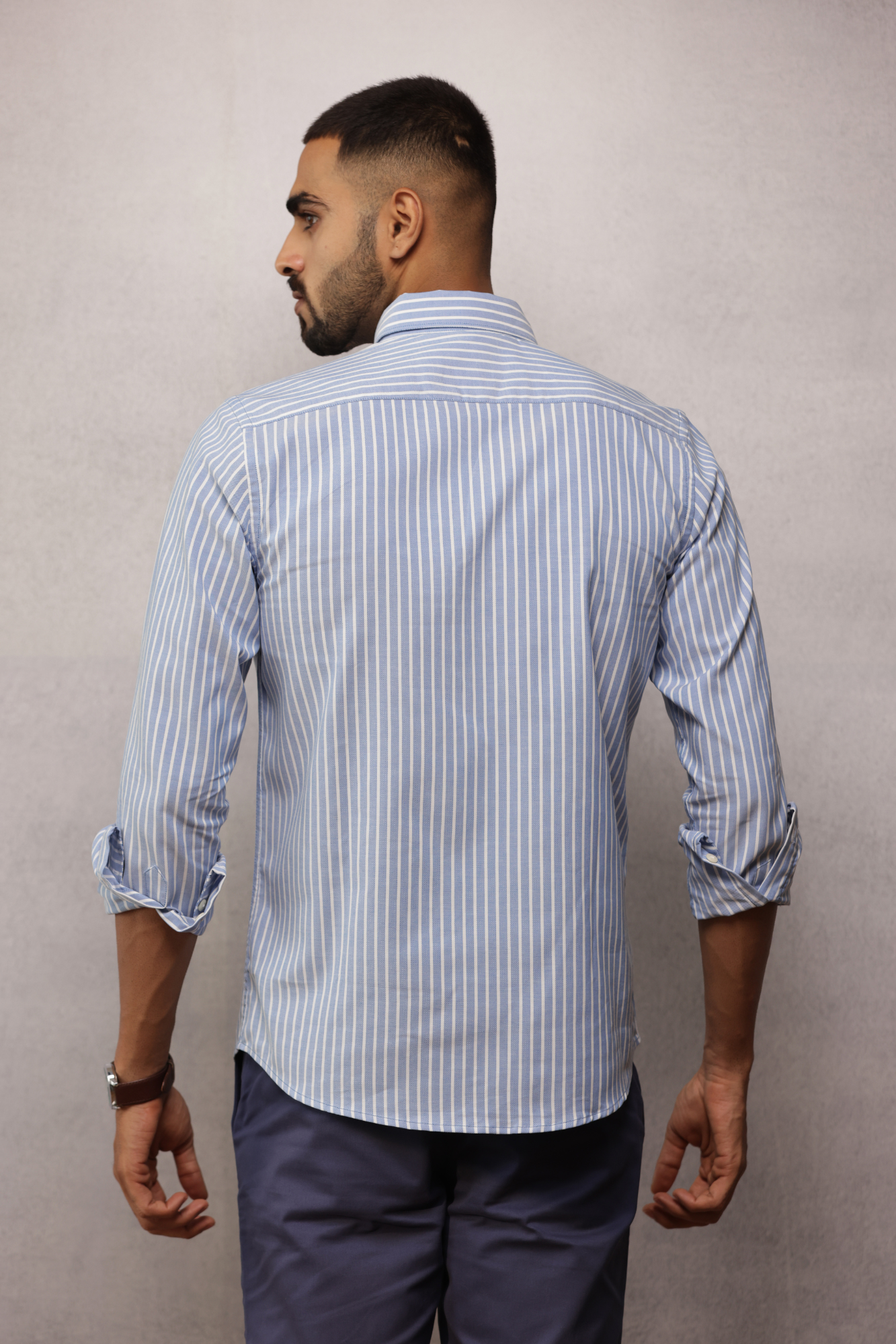 Button Down Oxford Striped Shirt - Blue