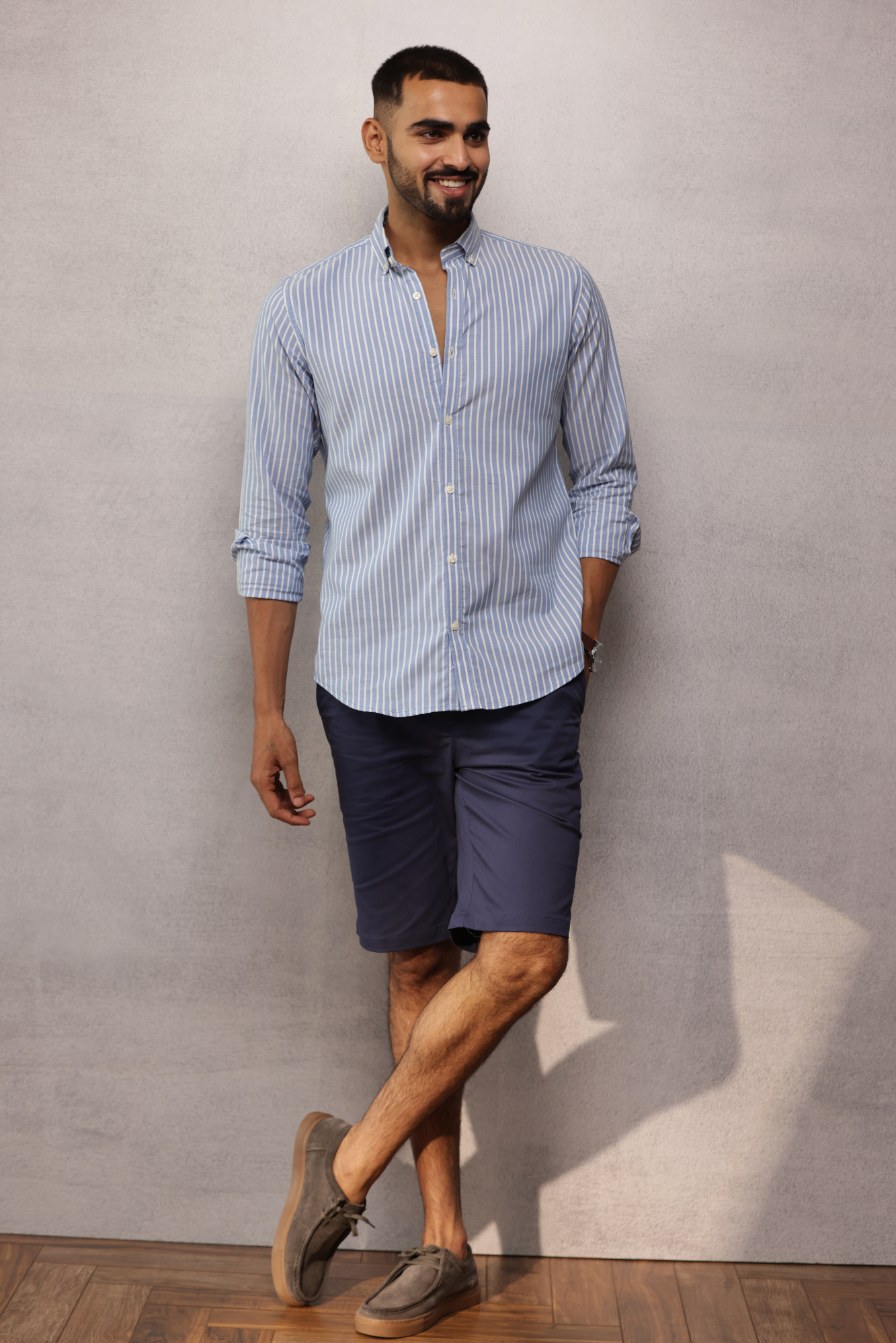 Button Down Oxford Striped Shirt - Blue