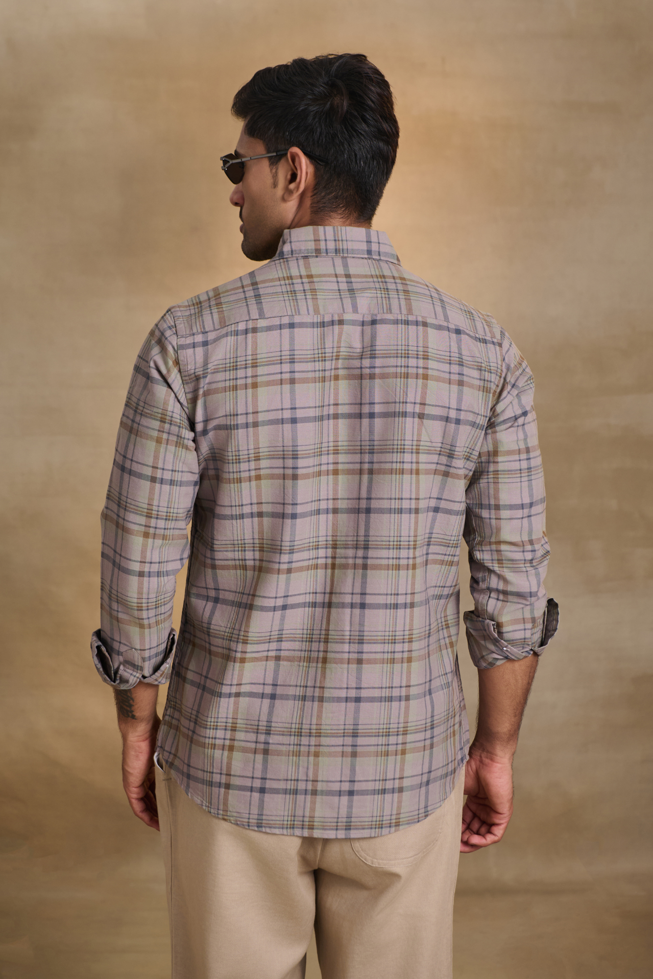 Oxford Check Shirt with 1 Patch Pocket - Dark Brown