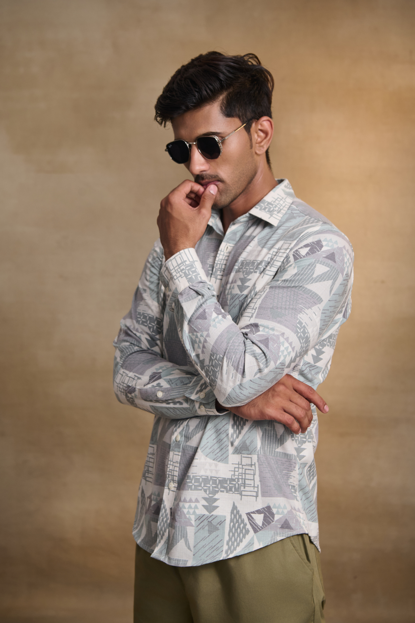 Premium Digital Blaze Natural Classic Full Sleeves Shirt - Blue