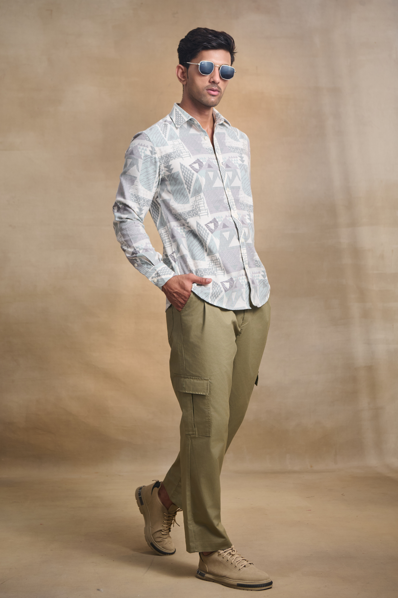 Premium Digital Blaze Natural Classic Full Sleeves Shirt - Blue