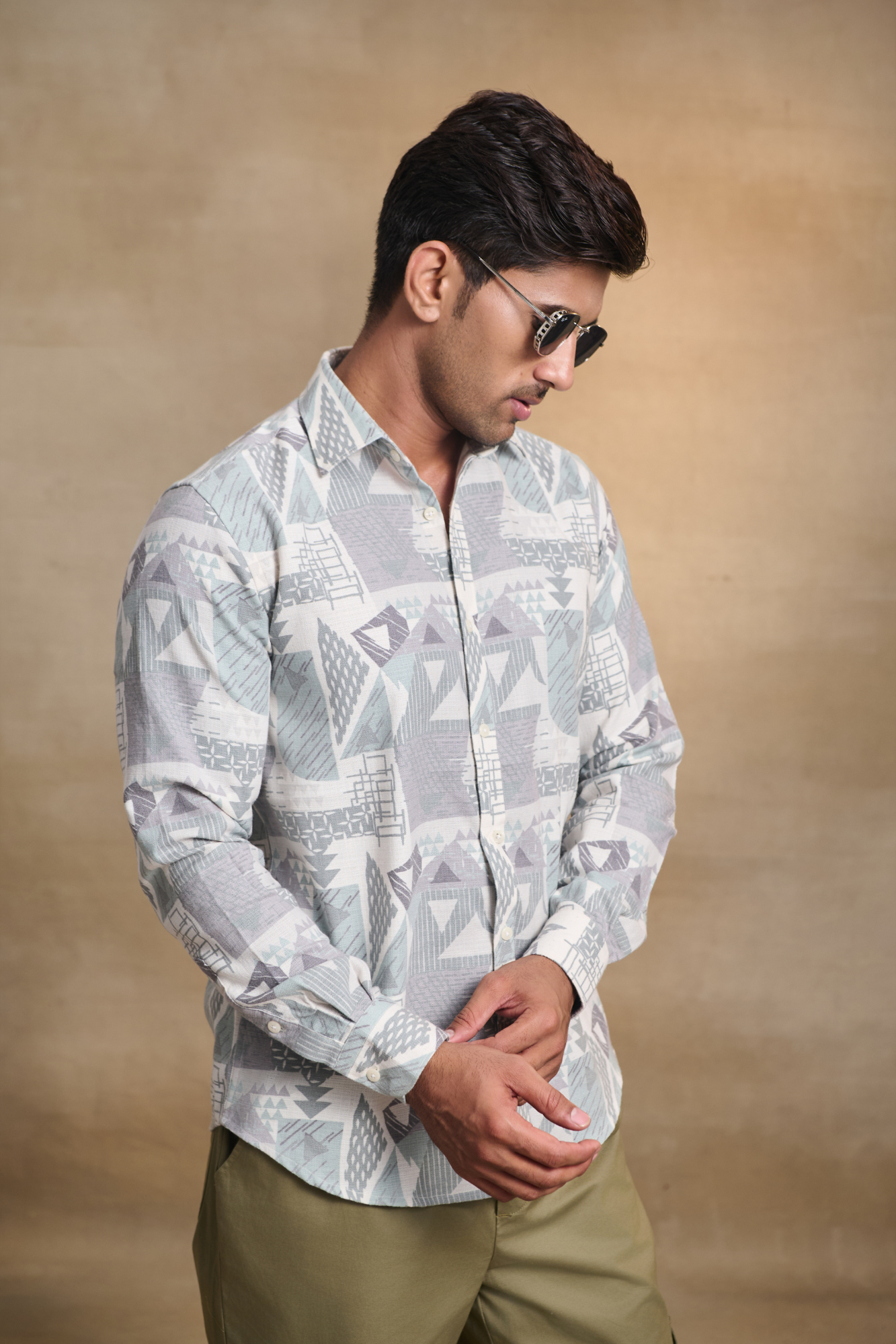 Premium Digital Blaze Natural Classic Full Sleeves Shirt - Blue