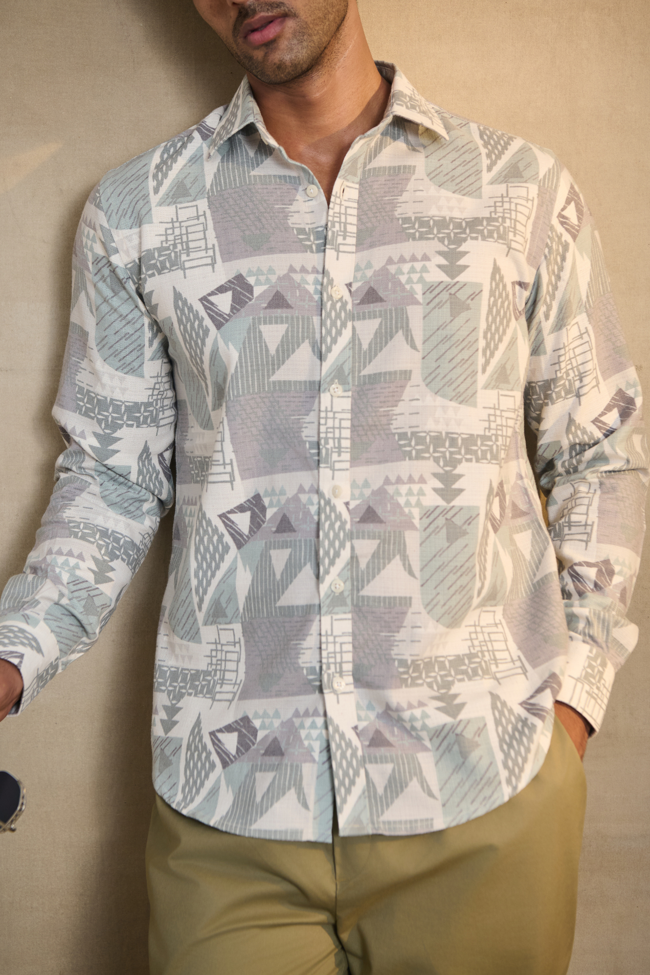 Premium Digital Blaze Natural Classic Full Sleeves Shirt - Blue
