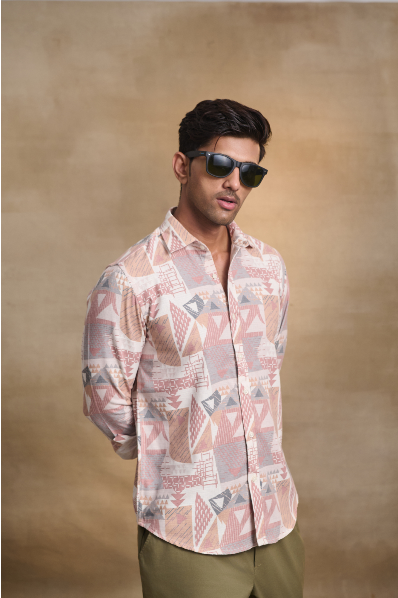 Premium Digital Blaze Natural Classic Full Sleeves Shirt - Peach
