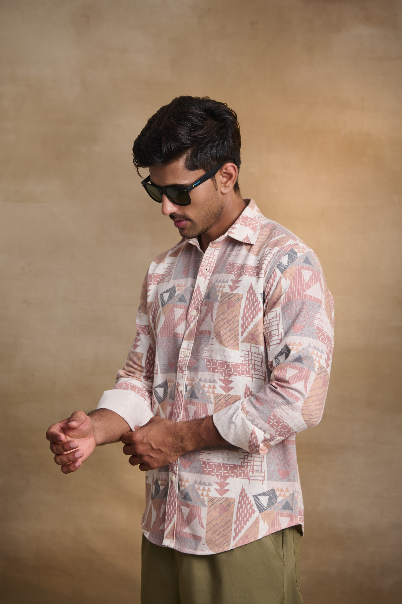 Premium Digital Blaze Natural Classic Full Sleeves Shirt - Peach