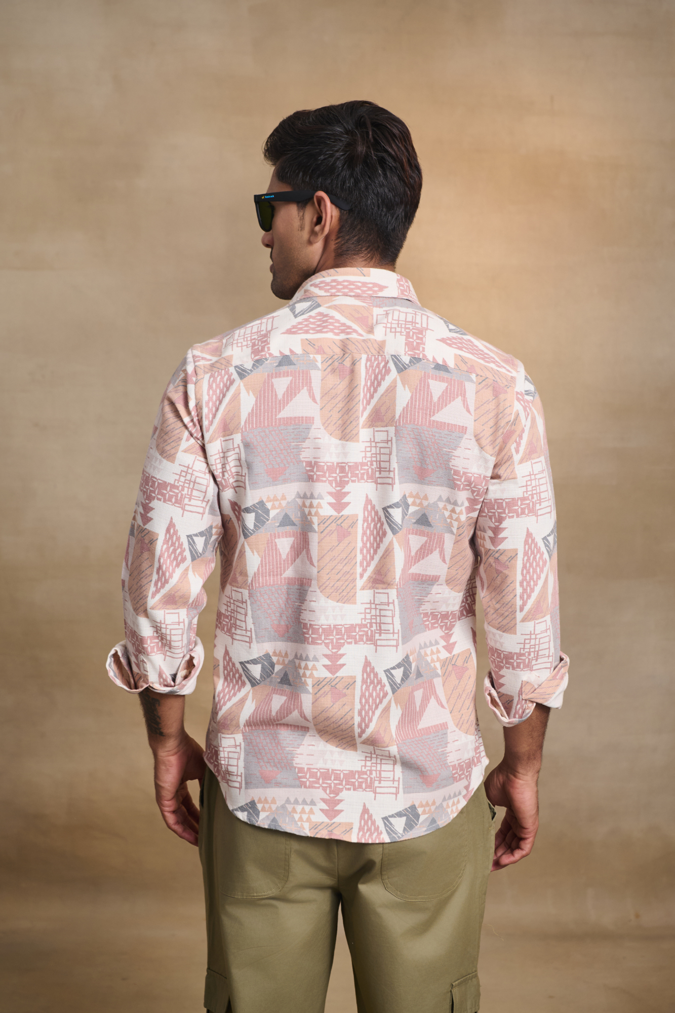 Premium Digital Blaze Natural Classic Full Sleeves Shirt - Peach