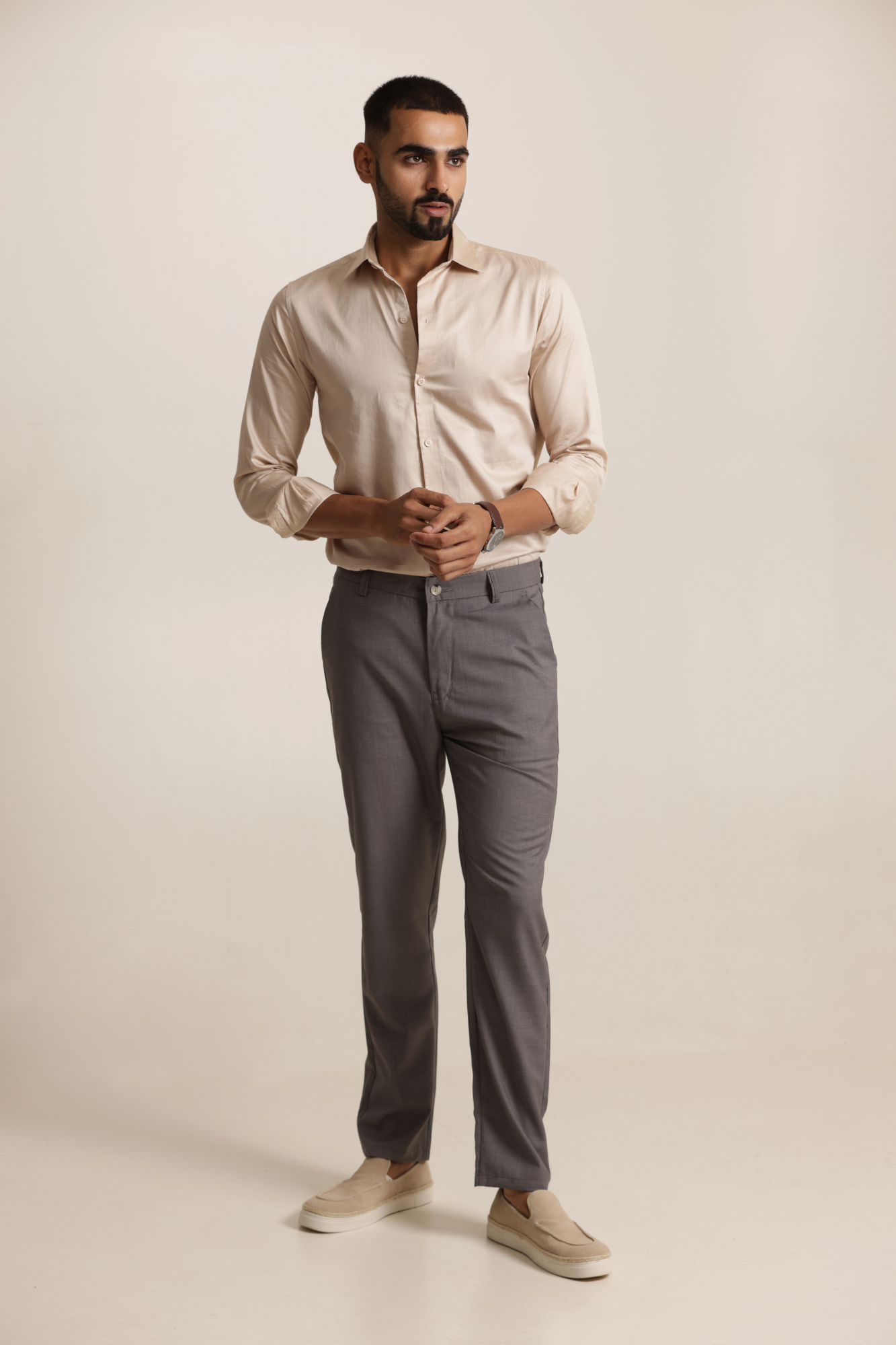 Essential Satin Shirt - Beige