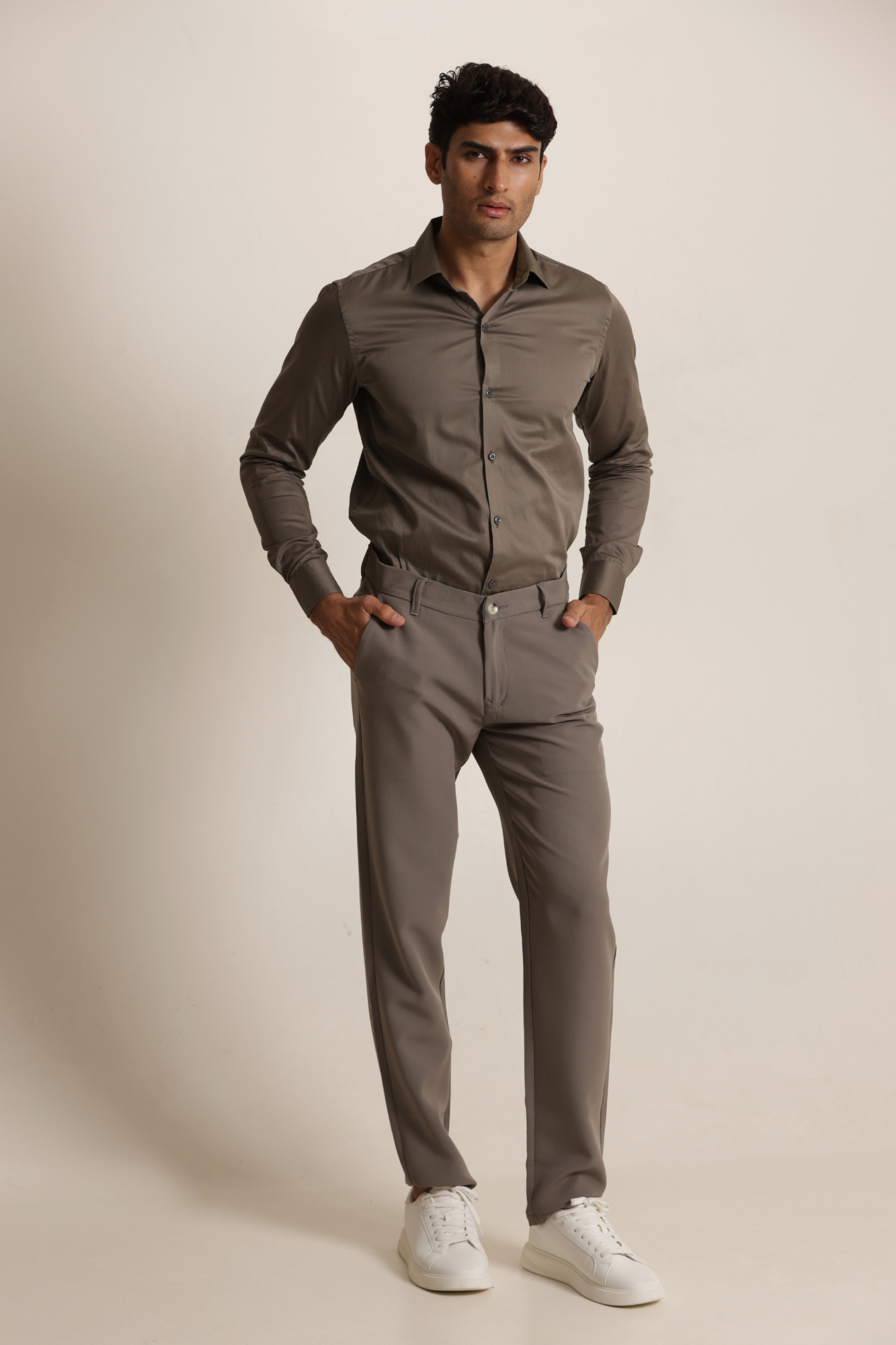 Essential Satin Shirt - Brown