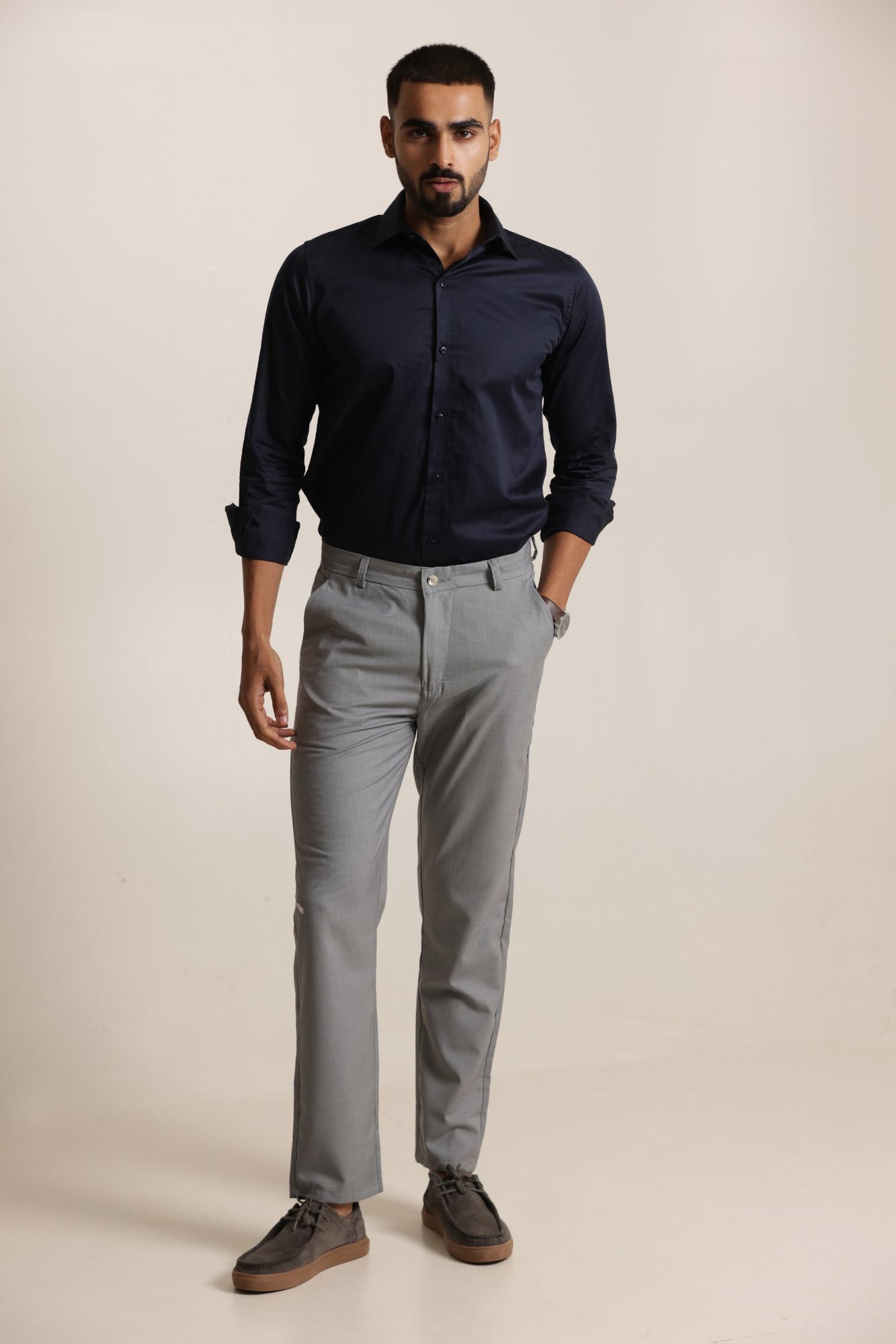 Essential Satin Shirt - Navy Blue