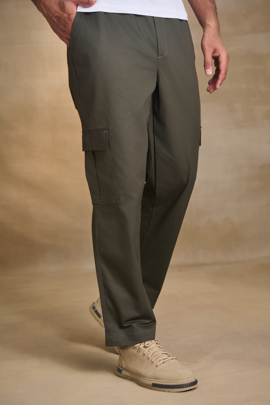 Mens Relaxed Fit Trousers/Baggy Cargo - Green