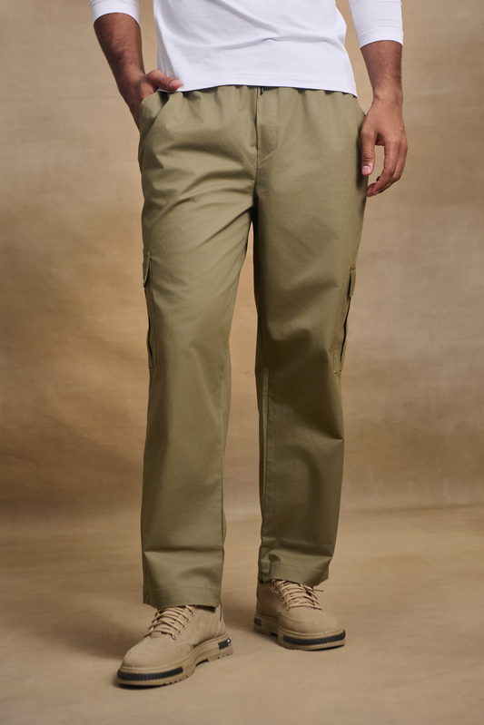 Mens Relaxed Fit Trousers/Baggy Cargo - Light Green