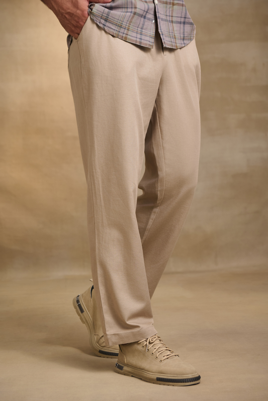 Mens Relaxed Fit Trousers/Baggy Pant - Beige