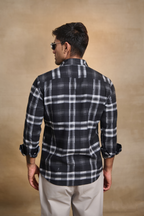 Regular Fit Melange Check Shirt - Black