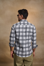 Regular Fit Melange Check Shirt - White