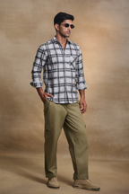 Regular Fit Melange Check Shirt - White
